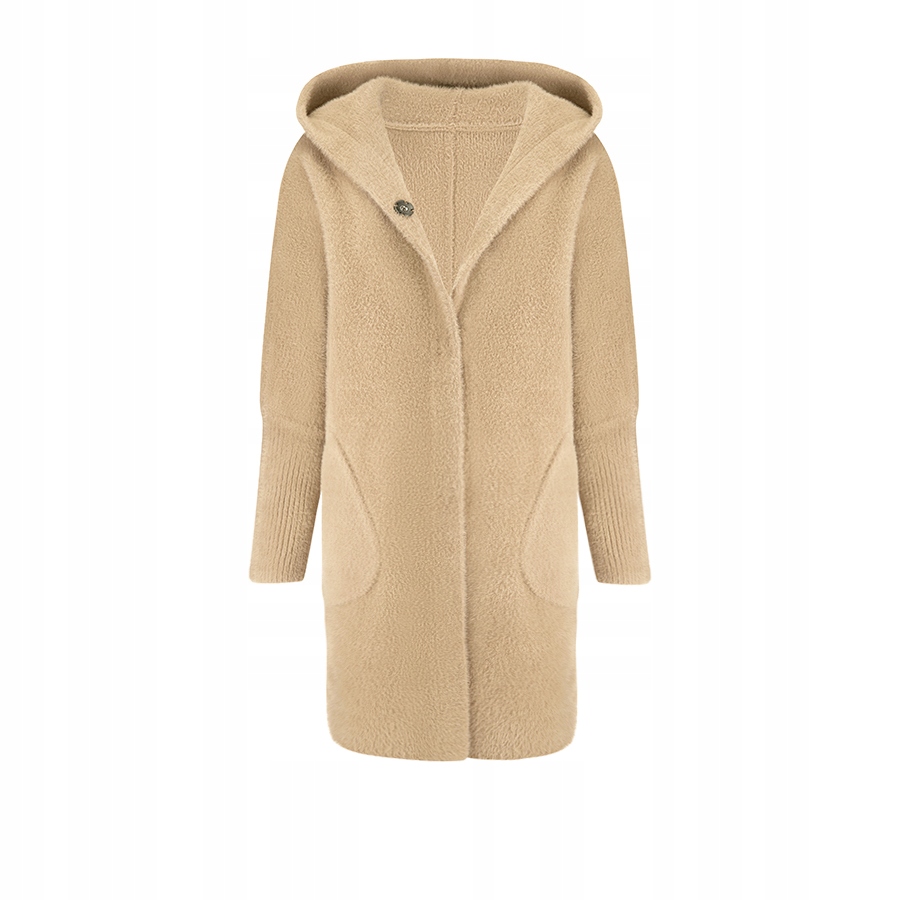 CIEPŁA ALPAKA PŁASZCZ NARZUTKA kurtka WEŁNA KOLORY Model długi z kapturem przejściowy, wiosenny