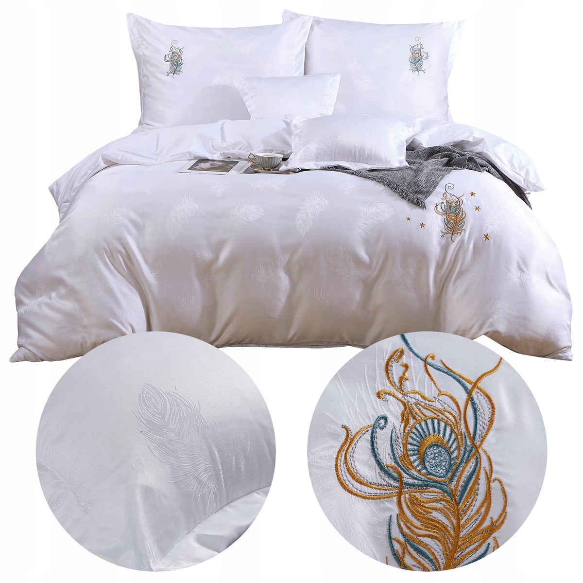 Posteľná Bielizeň 160x200 5cz Atlasový Vyšívaný bavlnený satén v krabici