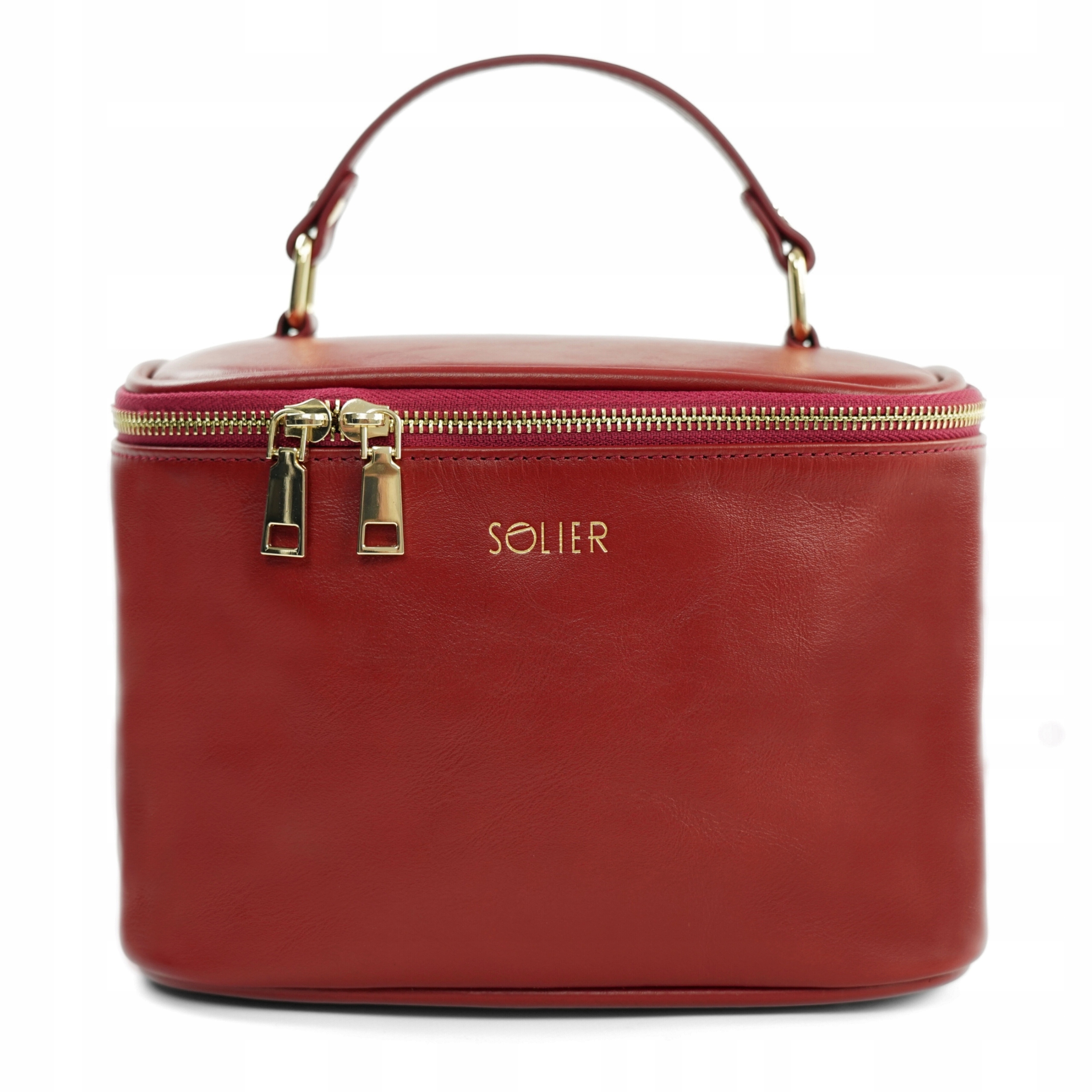 Dámská cestovní kosmetická taška kufřík velká, kožená, prostorná s úchytem Solier