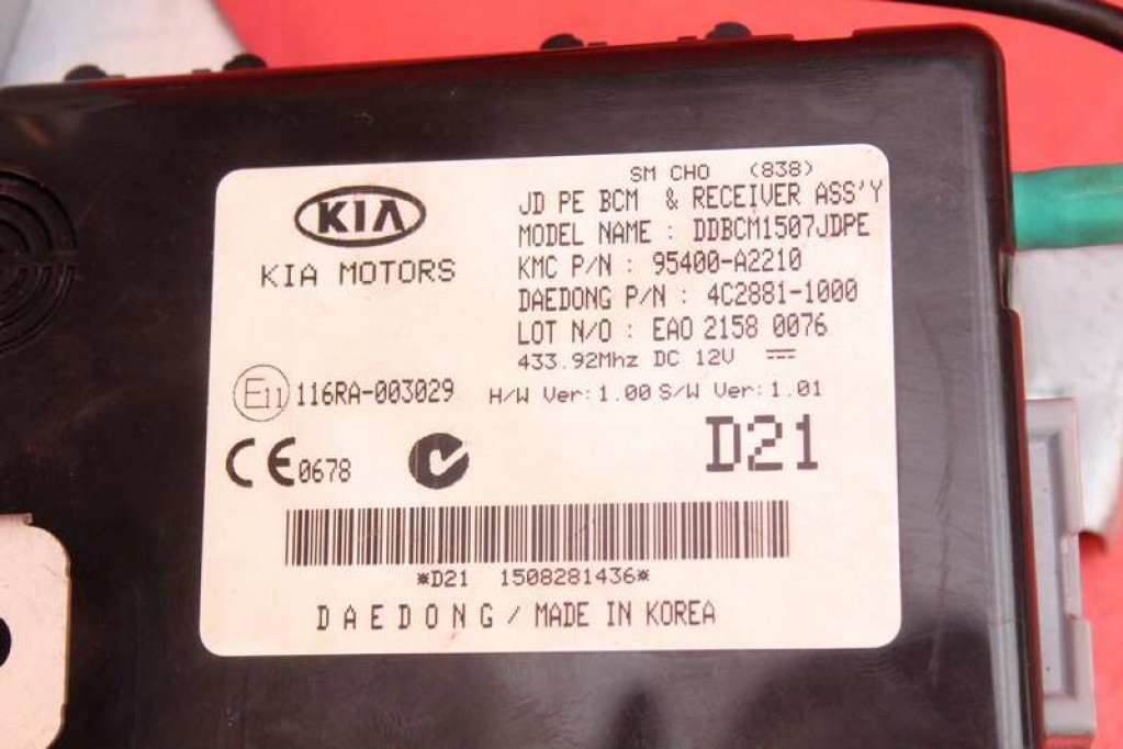 control unit module BCM 95400 A2250 KIA CEED 2 II 1.6 T-GDI 150 KM 12-15