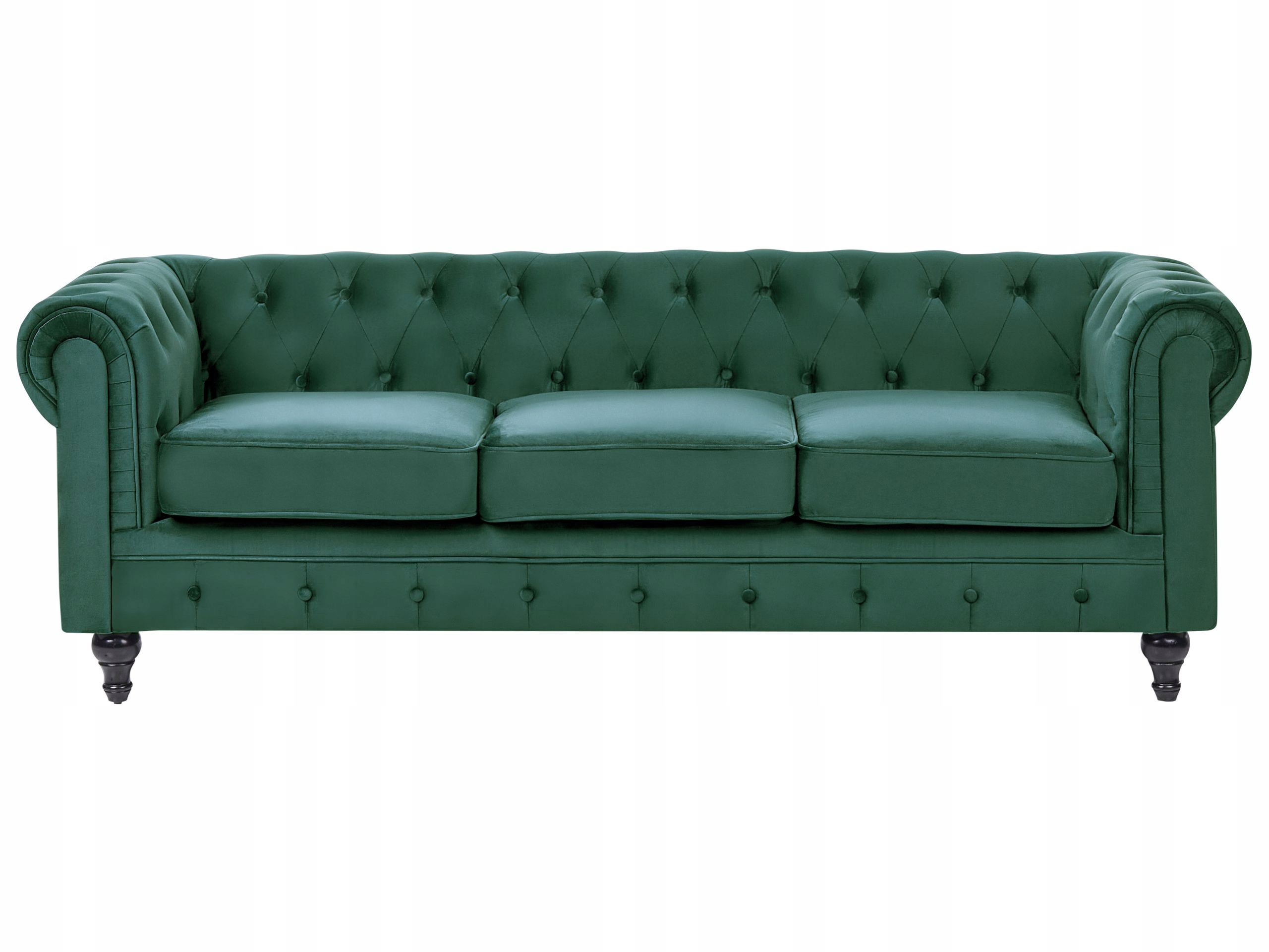 Sofa kanapa chesterfield welurowa zielona