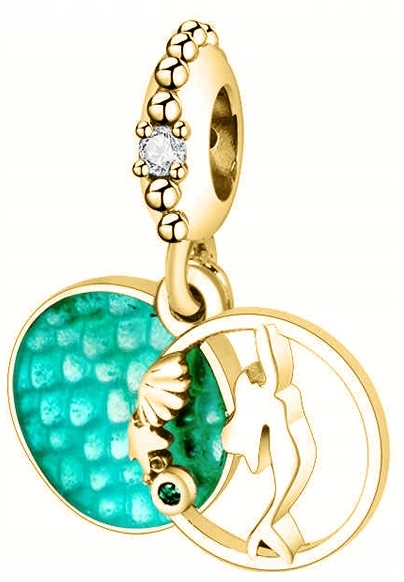 Zlatý závěsný přívěsek Mořská panna Luska Sirény Zelená Siréna Stříbro 925