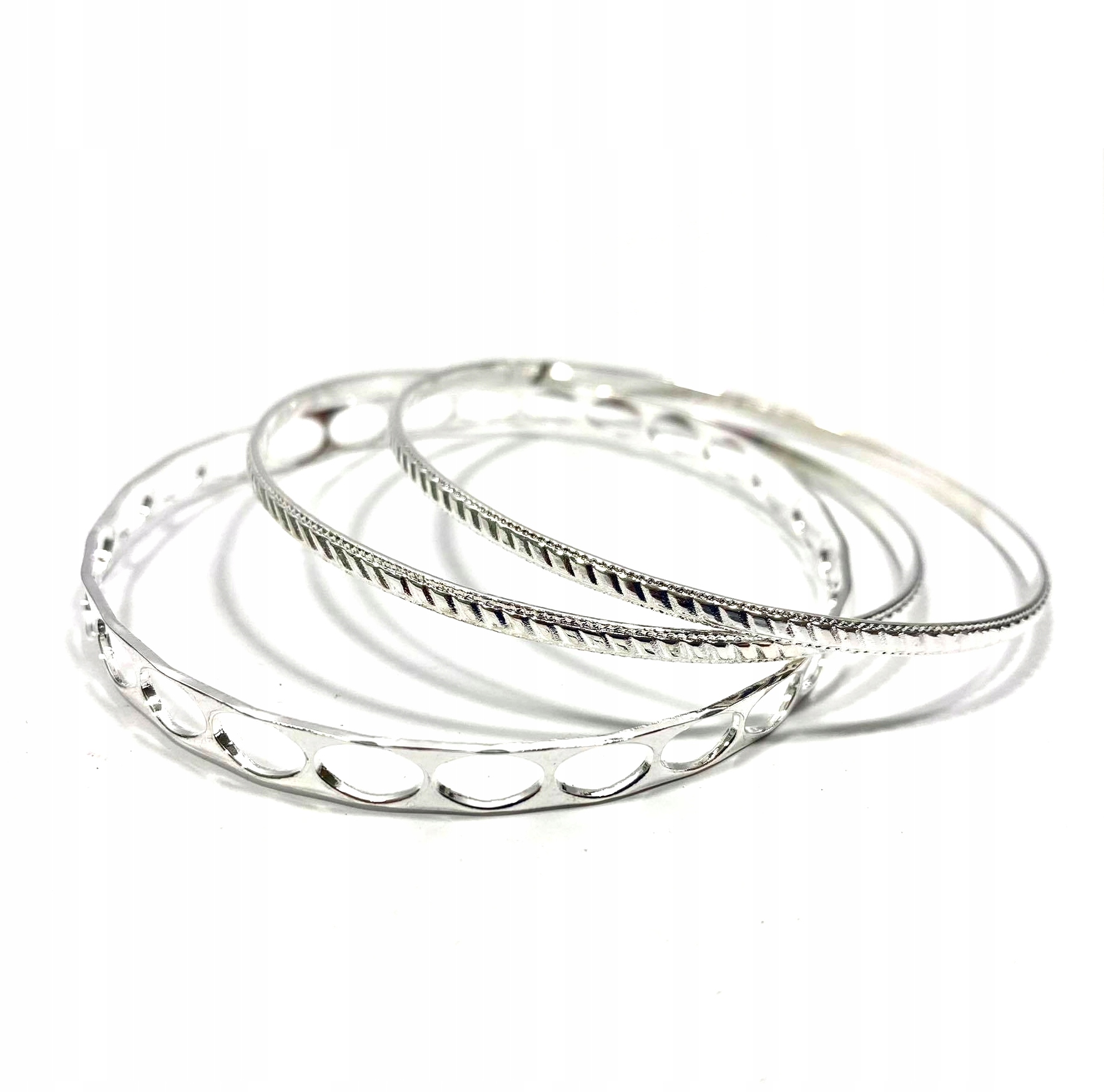 

Bransoletka na rękę komplet 3 sztuki srebrna