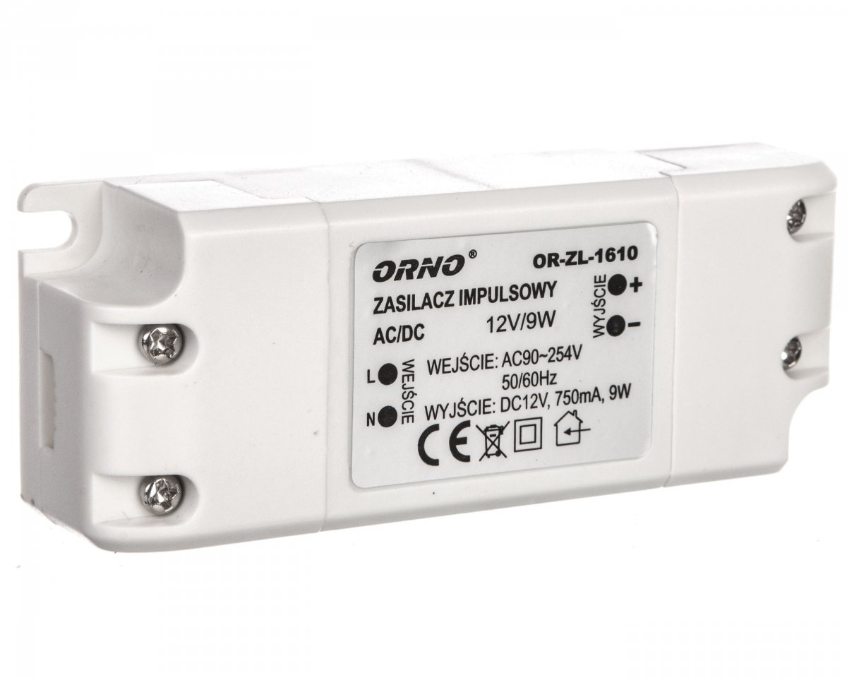 

Zasilacz Led 12V DC 9W 0,75A IP20 OR-ZL-1610