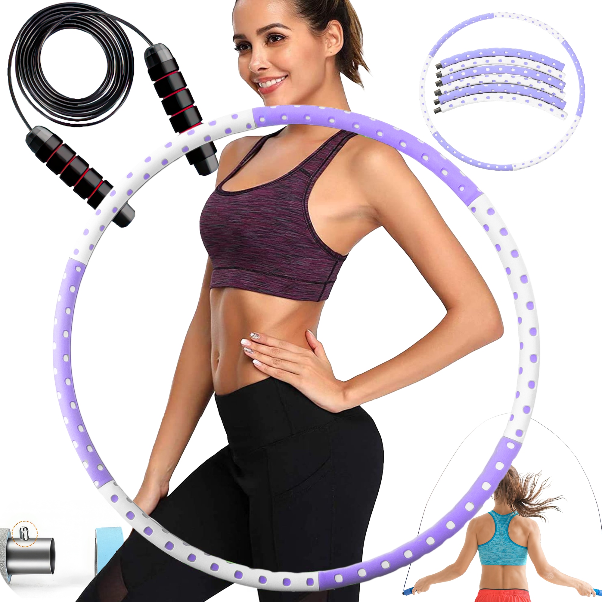 ODCHUDZAJĄCE KOŁO HULA HOP HULAHOP Z MASAŻEREM FIT 0,9KG 92CM + SKAKANKA