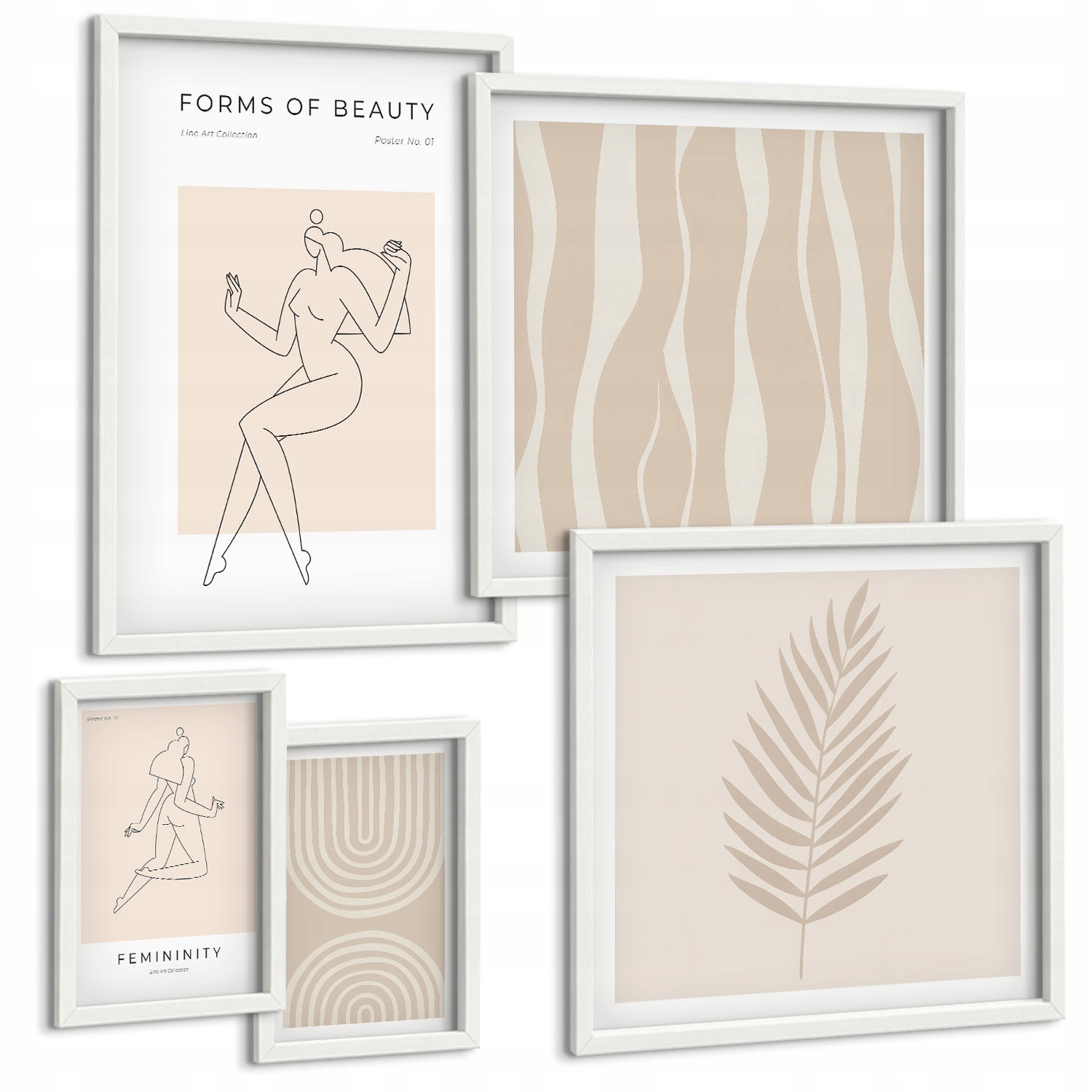Do Obývacího Pokoje nástěnná galerie Krása, minimalistické motivy, 5dílná sada