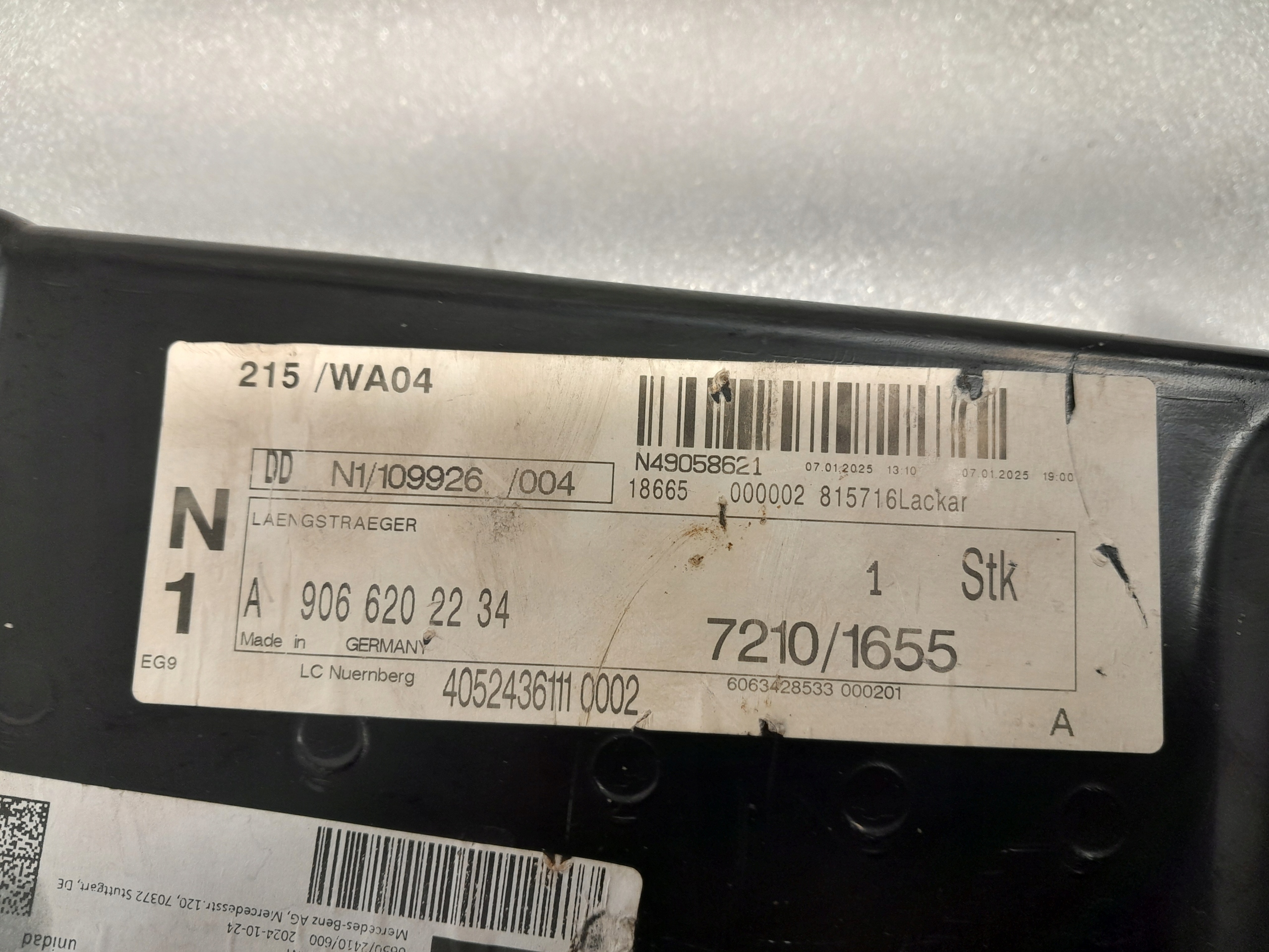 MERCEDES SPRINTER W906 906 quarter left beam tip