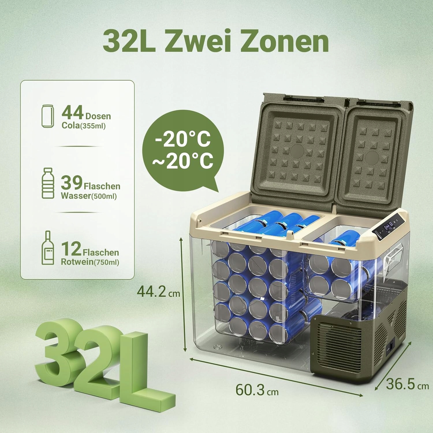 AAOBOSI Lodówka samochodowa kompresowa 32L z WiFi i aplikacją, 12/24V -20°C Marka inna marka