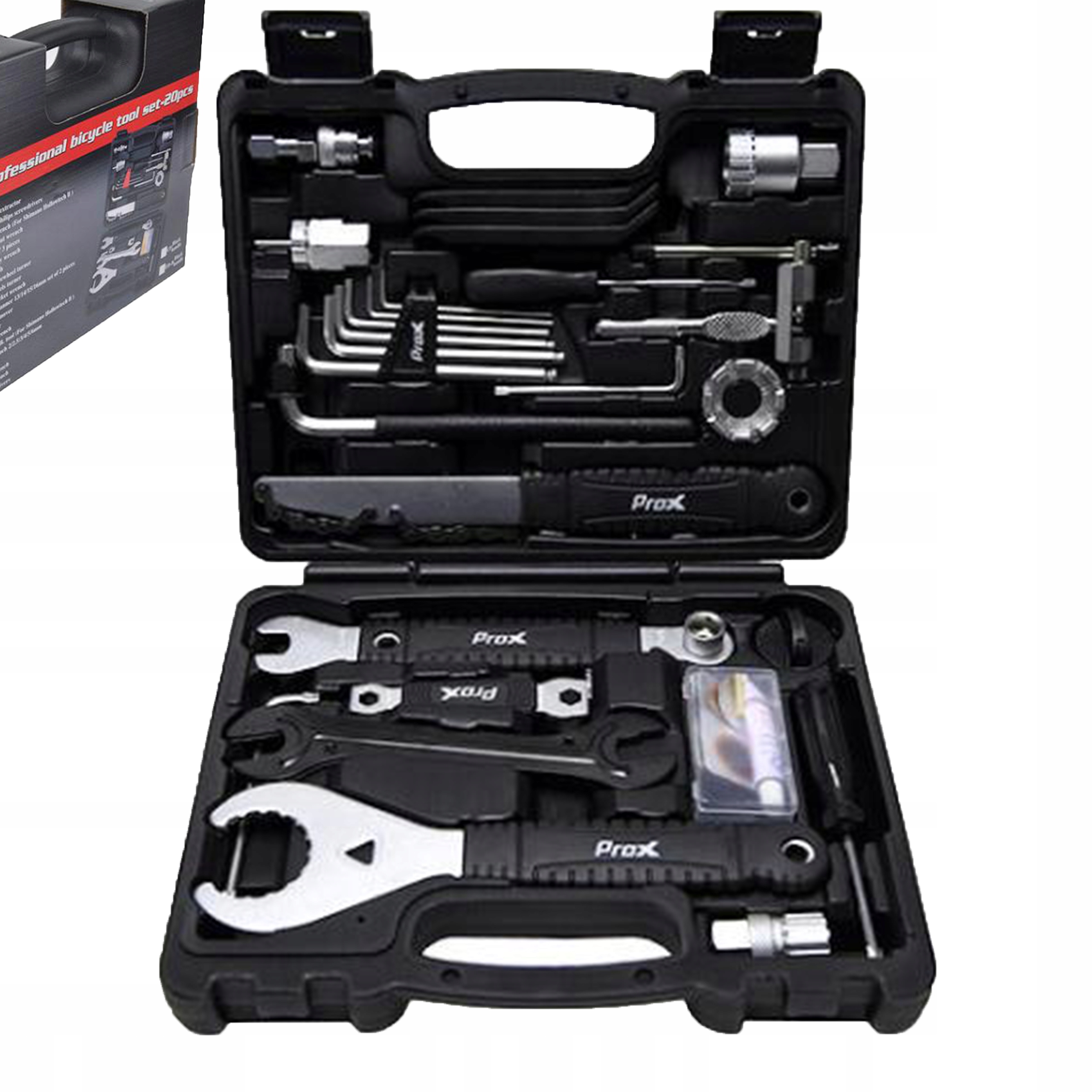 Zestaw Kluczy Narzędzi Rowerowych W Walizce Prox 20 Elementów