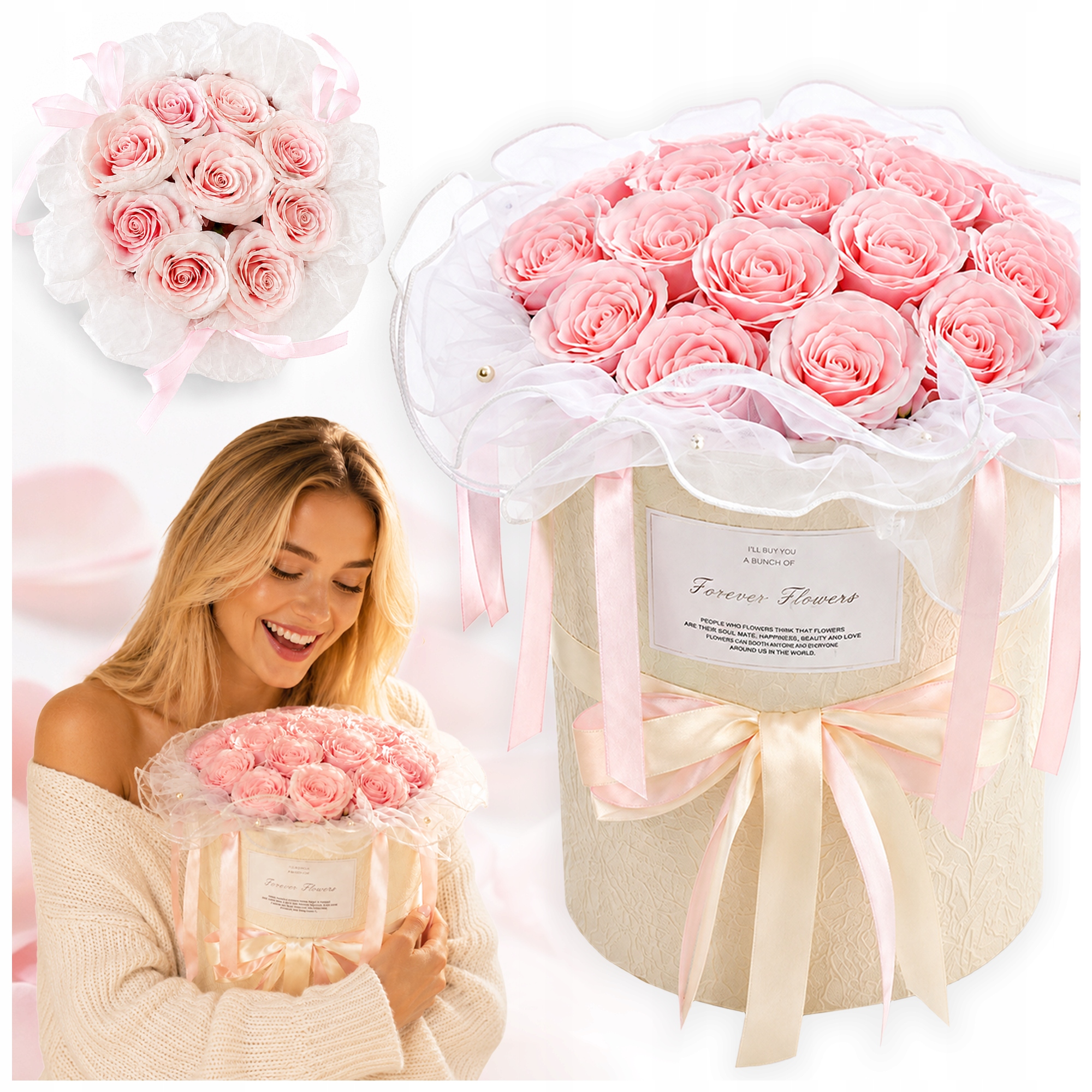 Flower Box Kytice Mýdlových Květin Led Dárek Pro Ni Ženy Manželky Maminky