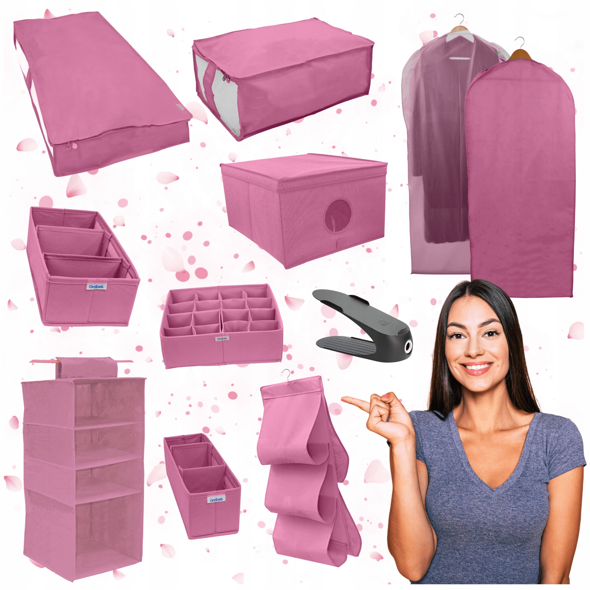 Sada organizérů Růžových na kabát 135x60 organizér na boty černý