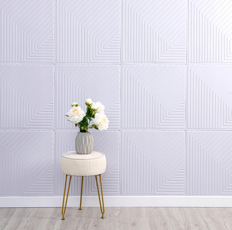 Sada 10 samolepiacich akustických panelov s rozmermi 30 x 30 cm, biela