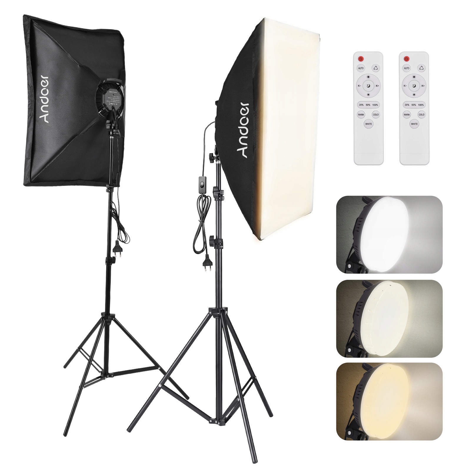 2X LAMPA STUDYJNA + SOFTBOX 50x70cm OŚWIETLENIE CIĄGŁE ZESTAW TORBA PILOT