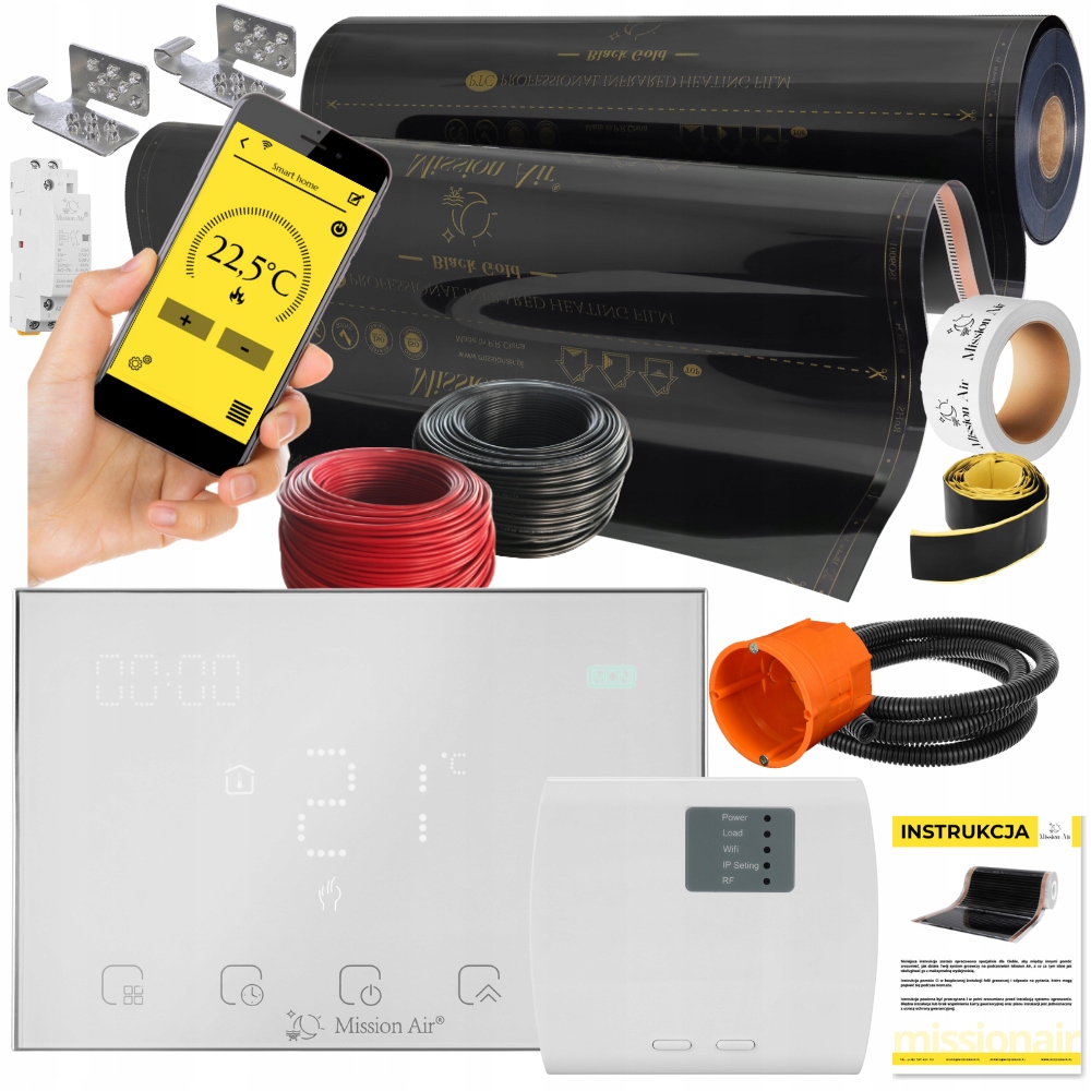 Zestaw Mission Air Folia Mata Grzewcza Podczerwień 100cm I 28m² 160W/m² Ptc