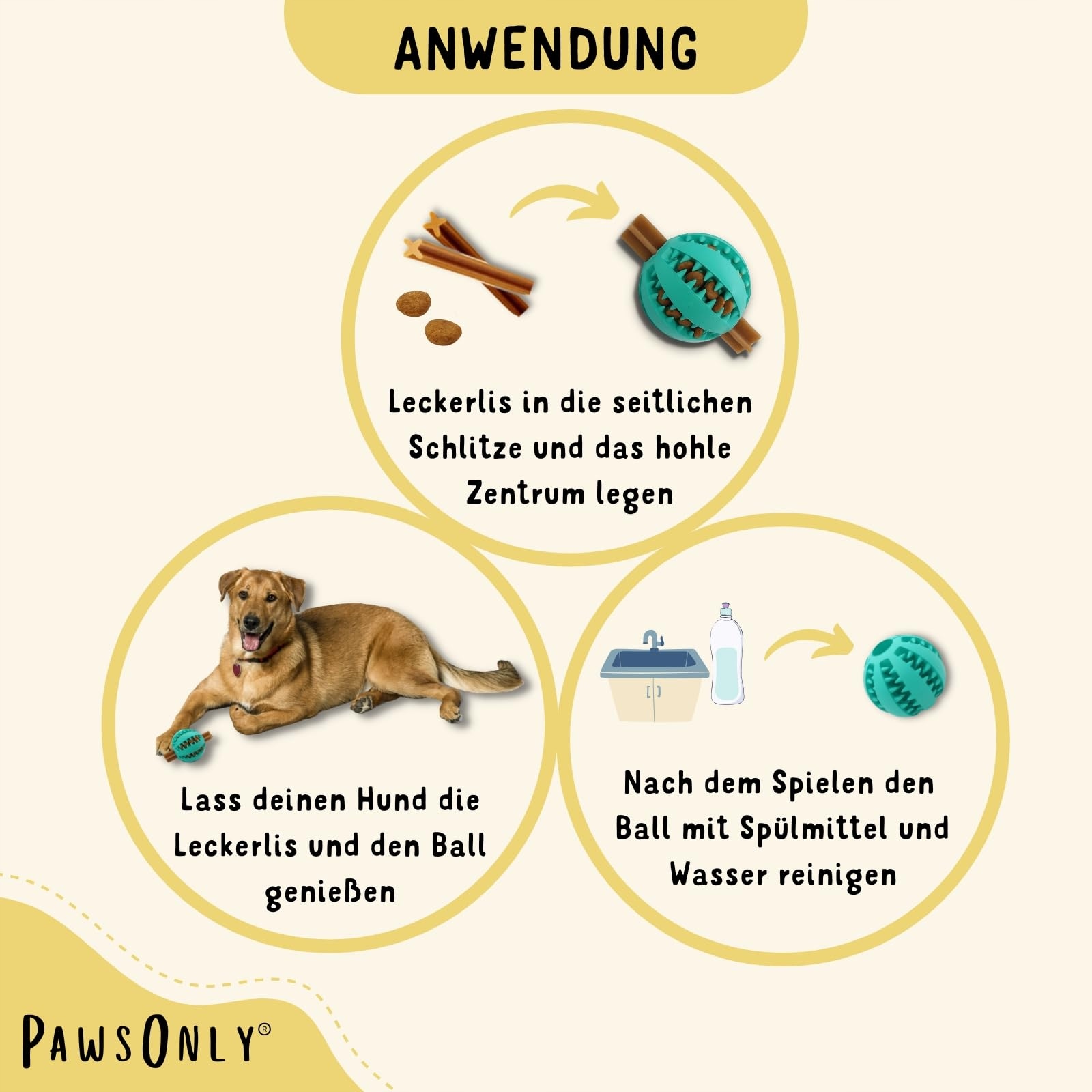 PAWSONLY Futterball Dla Psów Zabawka Na Przysmaki Kauczuk Naturalny 7 cm — miniatura 7