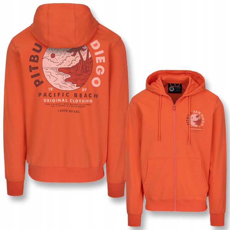 Męska Bluza rozpinana z kapturem Pitbull Dresowa z Nadrukiem Planet Surf