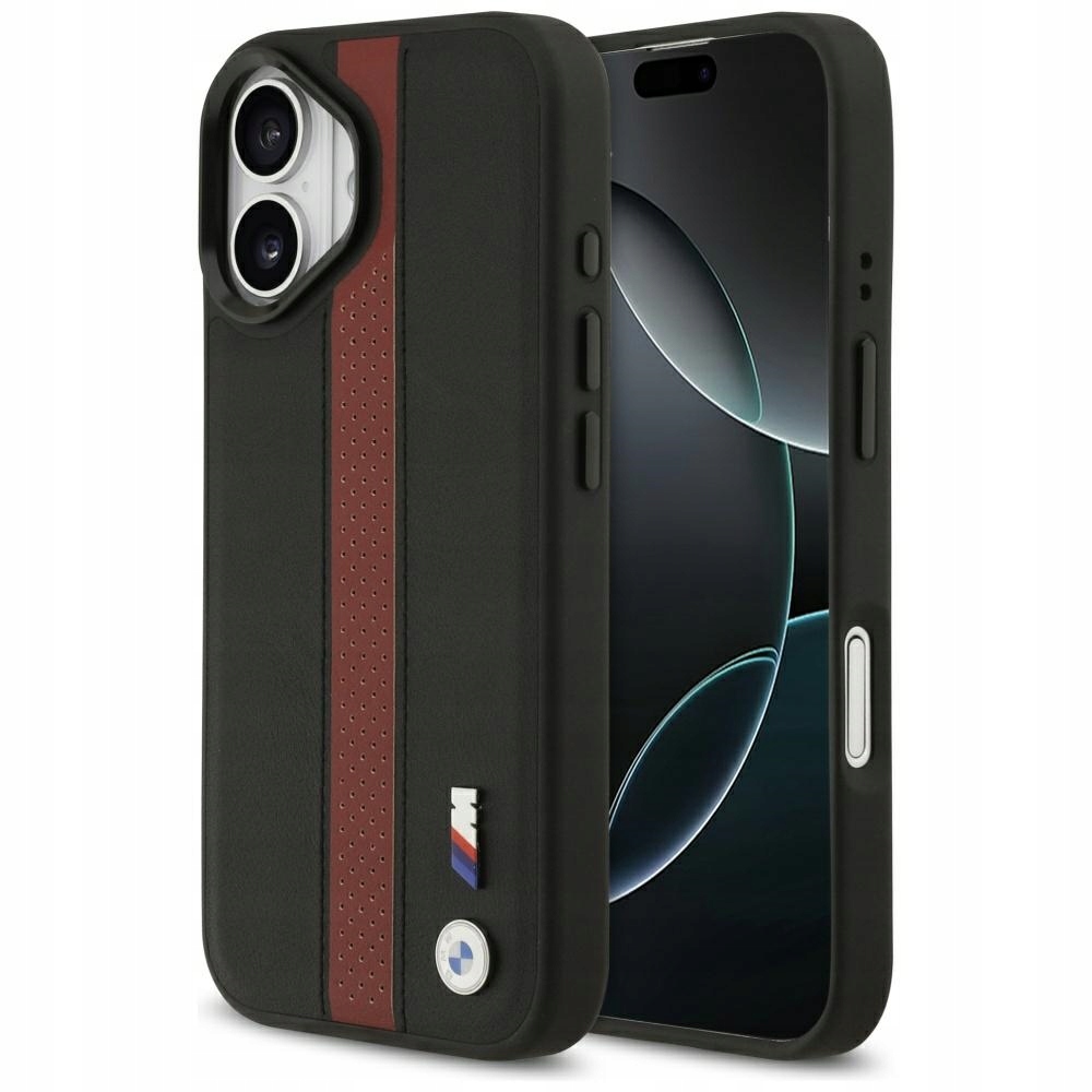 Pouzdro Bmw M Perforated Stripe Logo MagSafe pro iPhone 17, červené