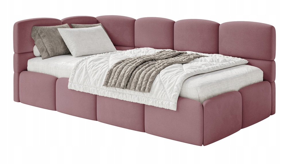 Postel pro mláděž 120x200 cm Cloudy růžová sametová levá