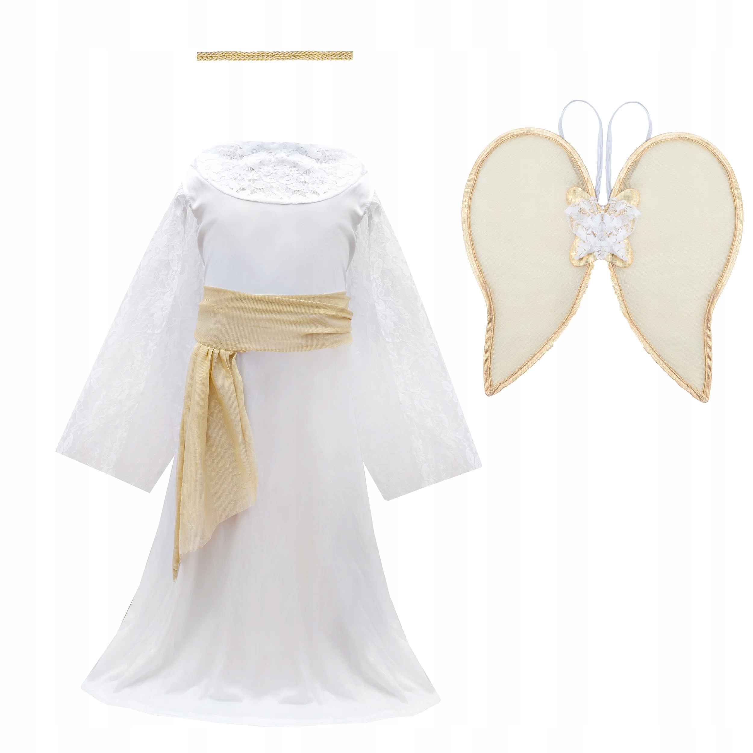 Strój Aniołek biało-złoty 1 kpl XL 142-152 Jasełka Anioł Boże Narodzenie Rozmiar 142-148