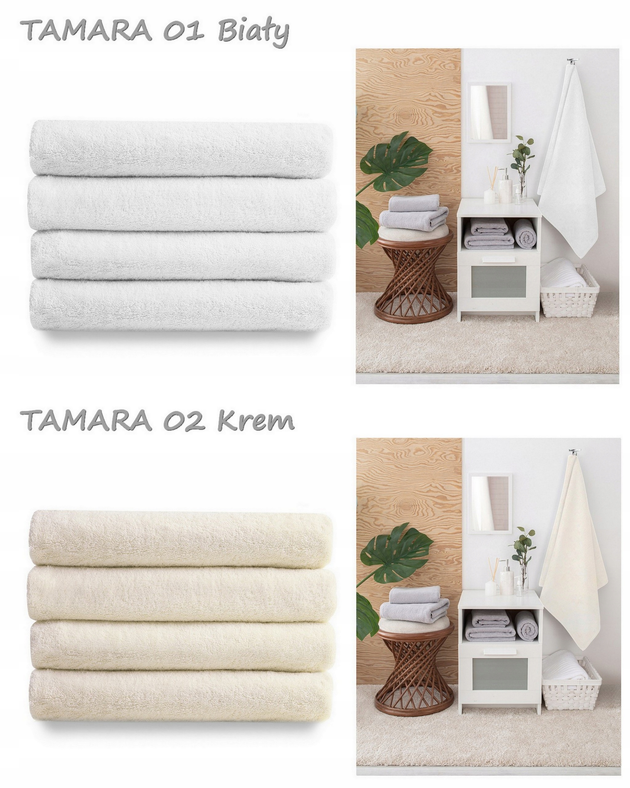 ZESTAW RĘCZNIKÓW 4x 50x100 FROTTE BAWEŁNIANE Marka Łóżkoholicy