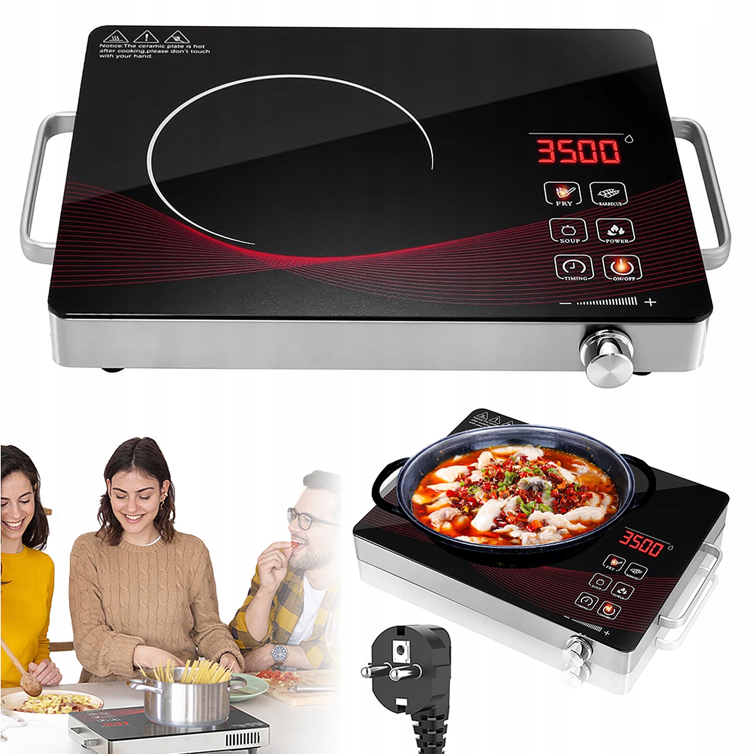 Kuchenka Indukcyjna Z 4 Tryb Gotowania Inox Płyta Kuchenna Na Podczerwień