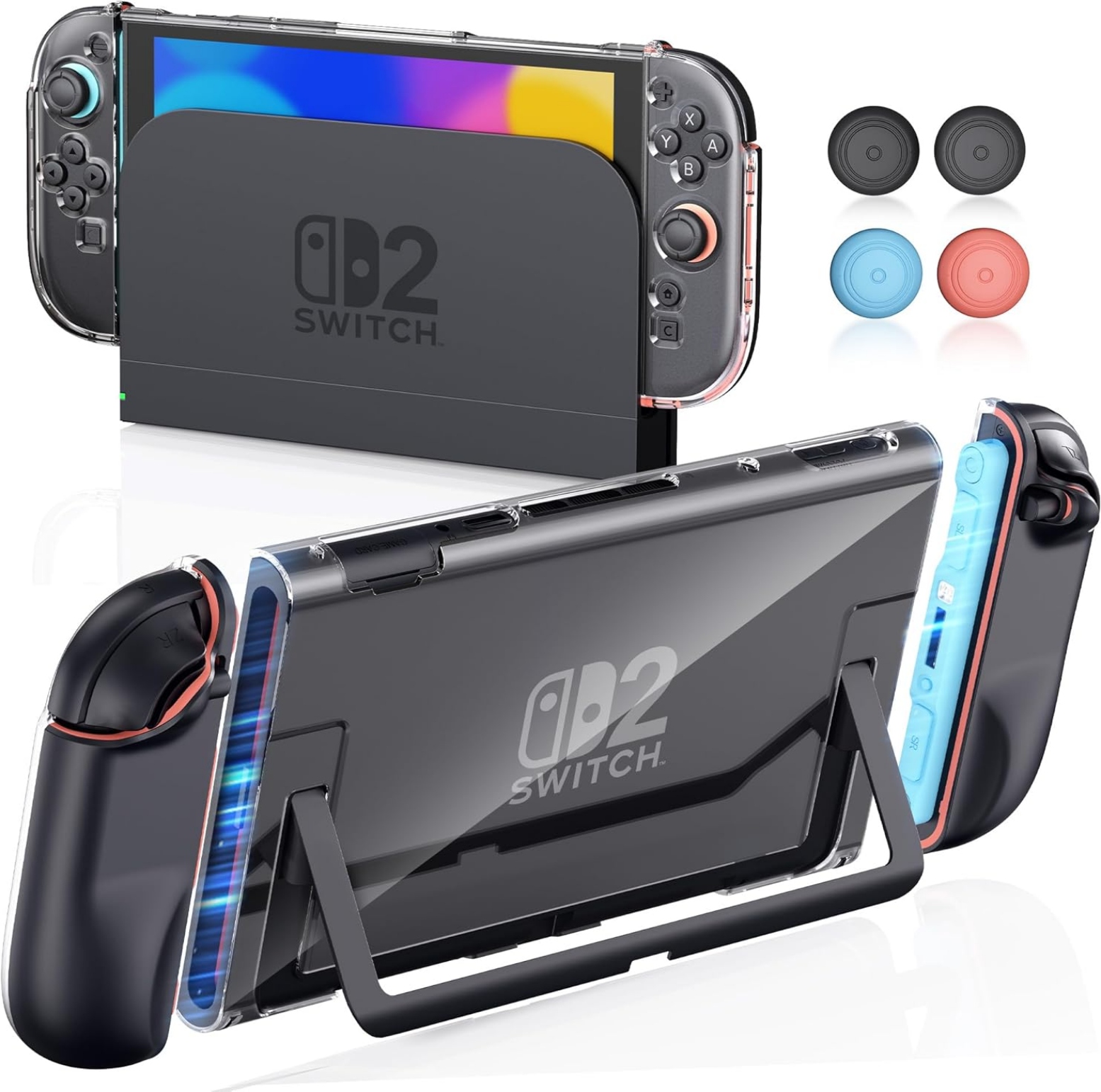 Etui dokowalne do Nintendo Switch 2 twarda obudowa PC TPU, 4 nakładki na