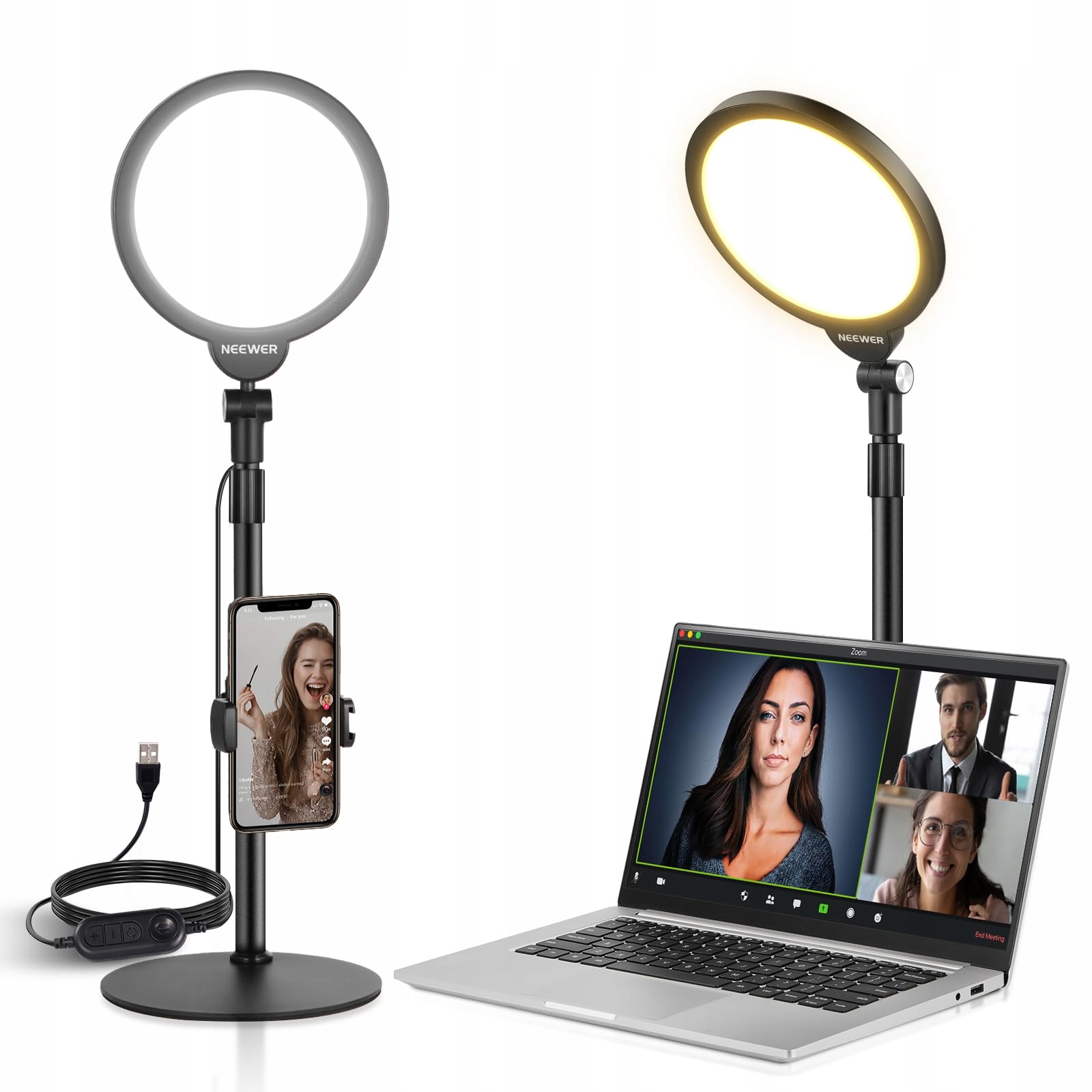 NEEWER BASICS Zestaw Selfie Lampa Pierścieniowa 7" 10W 3000K-6500K