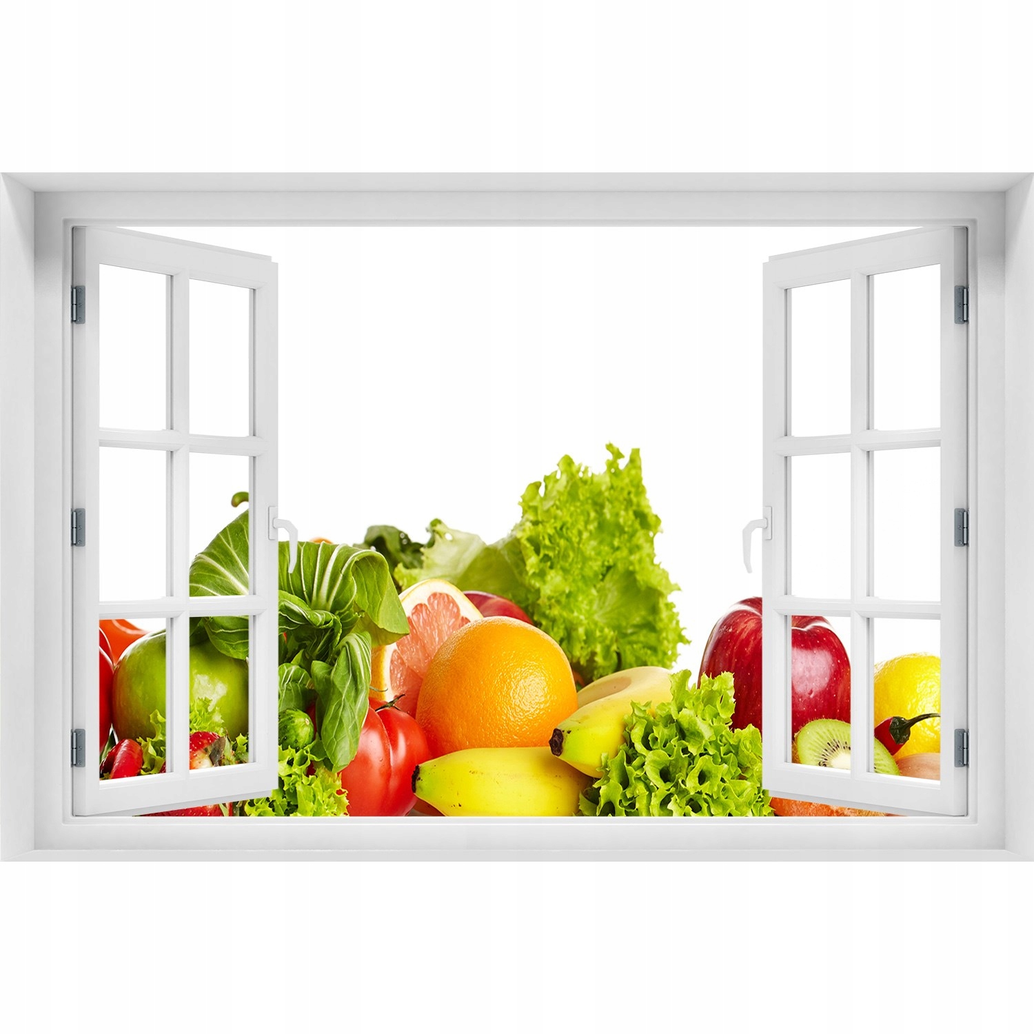 

3D Okno Naklejka na ścianę Owoce i warzywa 150x100