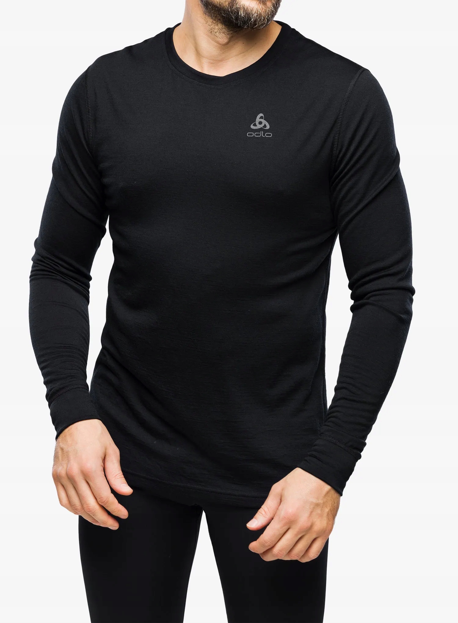 Top s kulatým výstřihem Mikina Merino Odlo Bl s dlouhým rukávem černý S