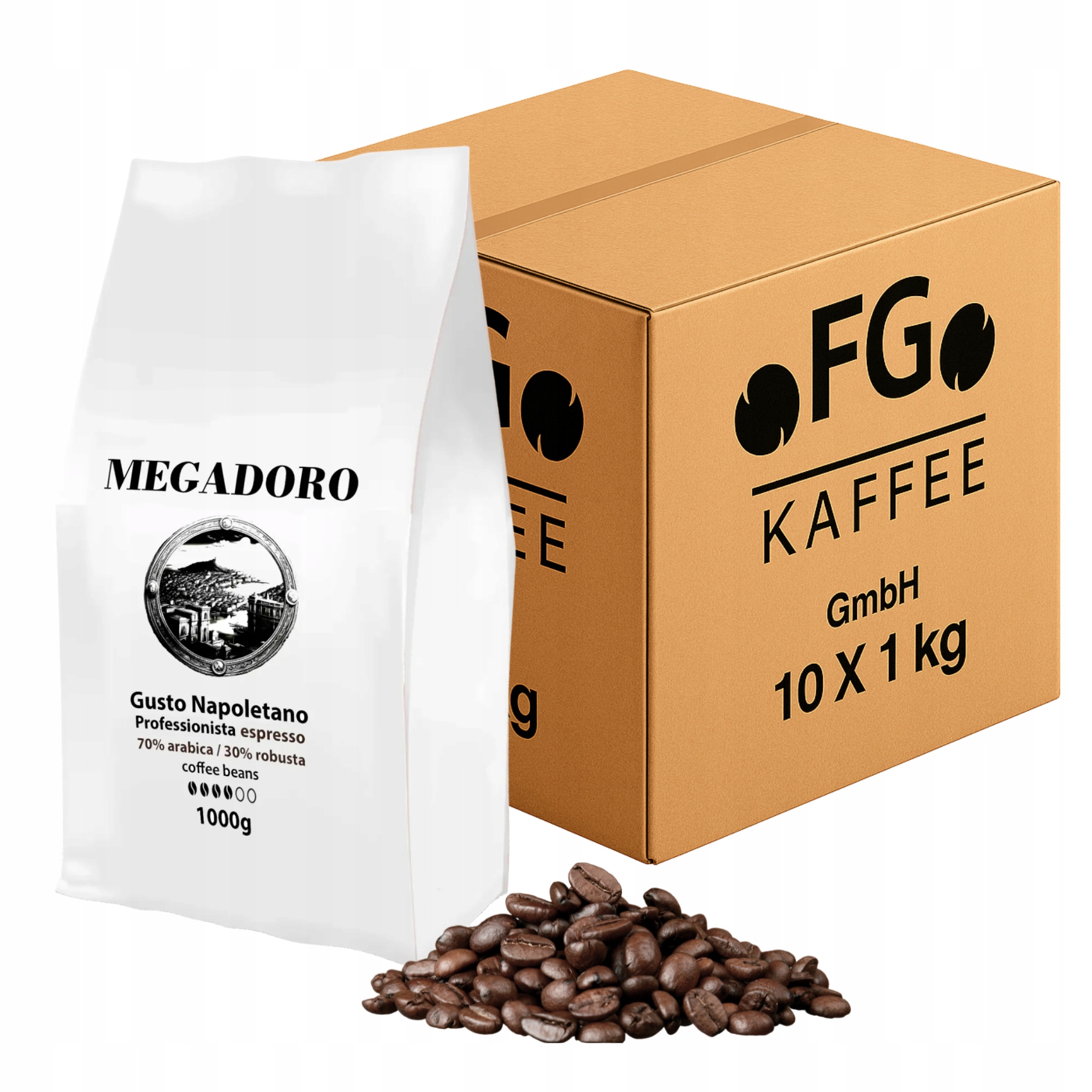 Levně Káva zrnková 10 kg Megadoro Gusto Napolitano Arabica a Robusta