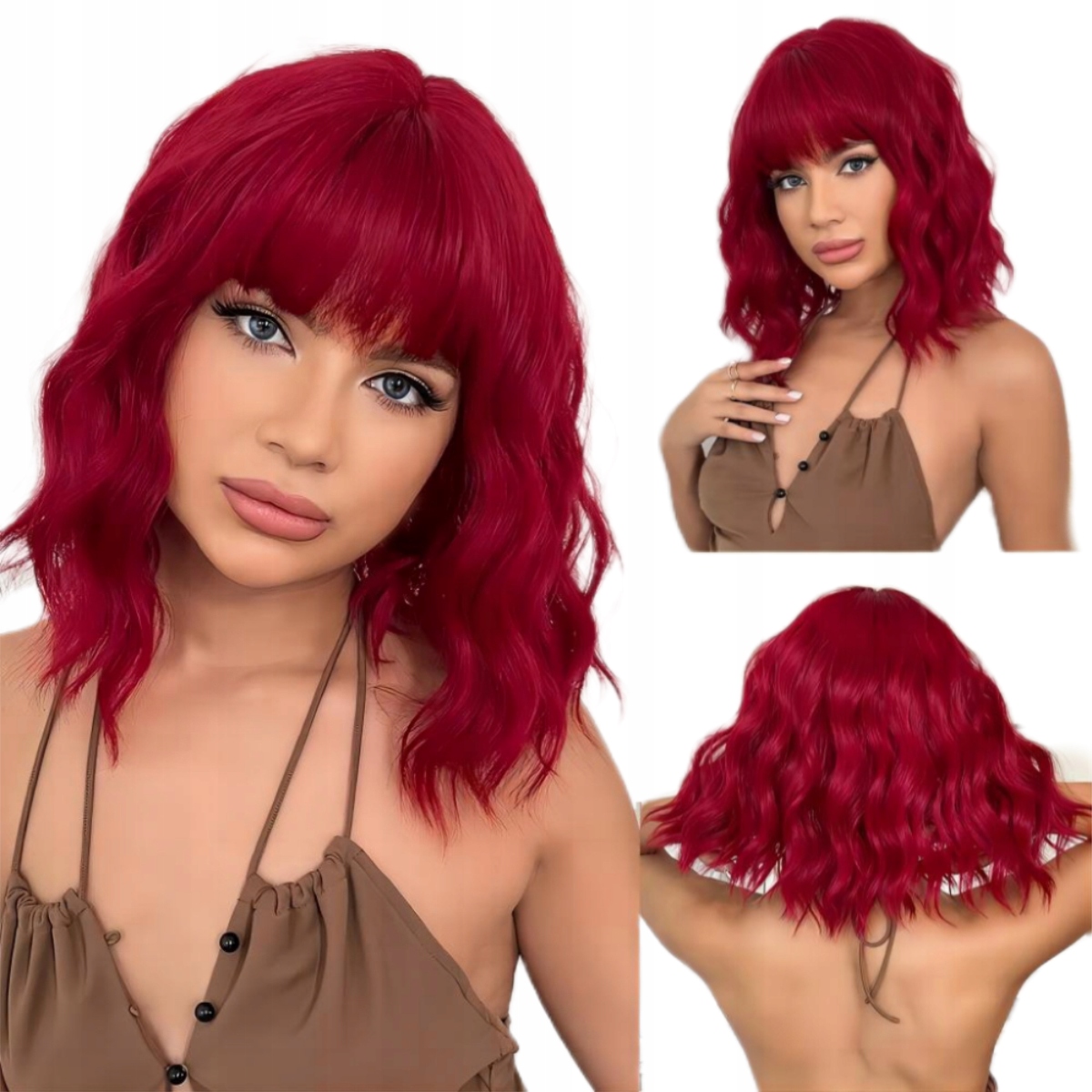 Dámská paruka Paruky Dámské Krotkie Ruda Kudrnaté vlasy 35 cm s hřebínkem