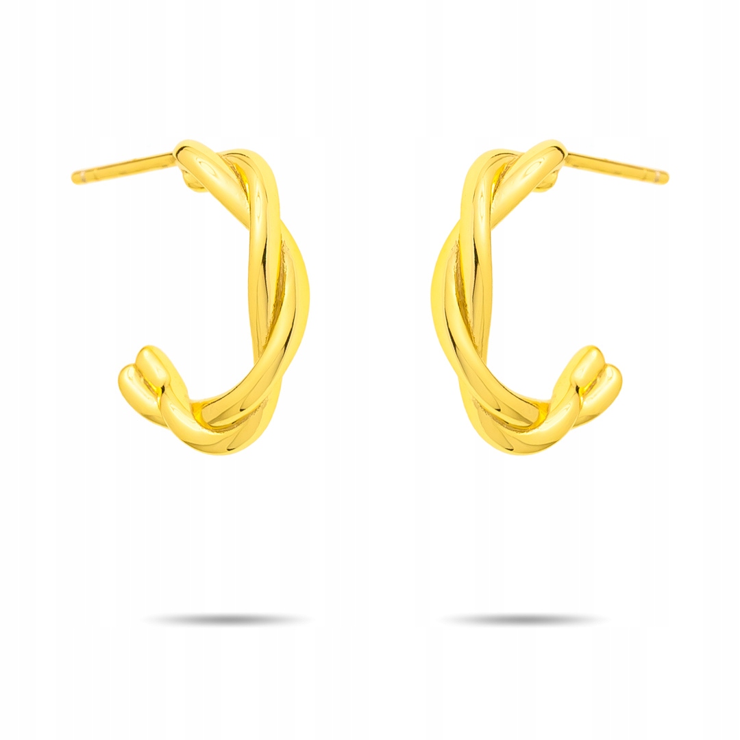 Pozlacené náušnice s proplétanými zavinovacími kolečky pr.925