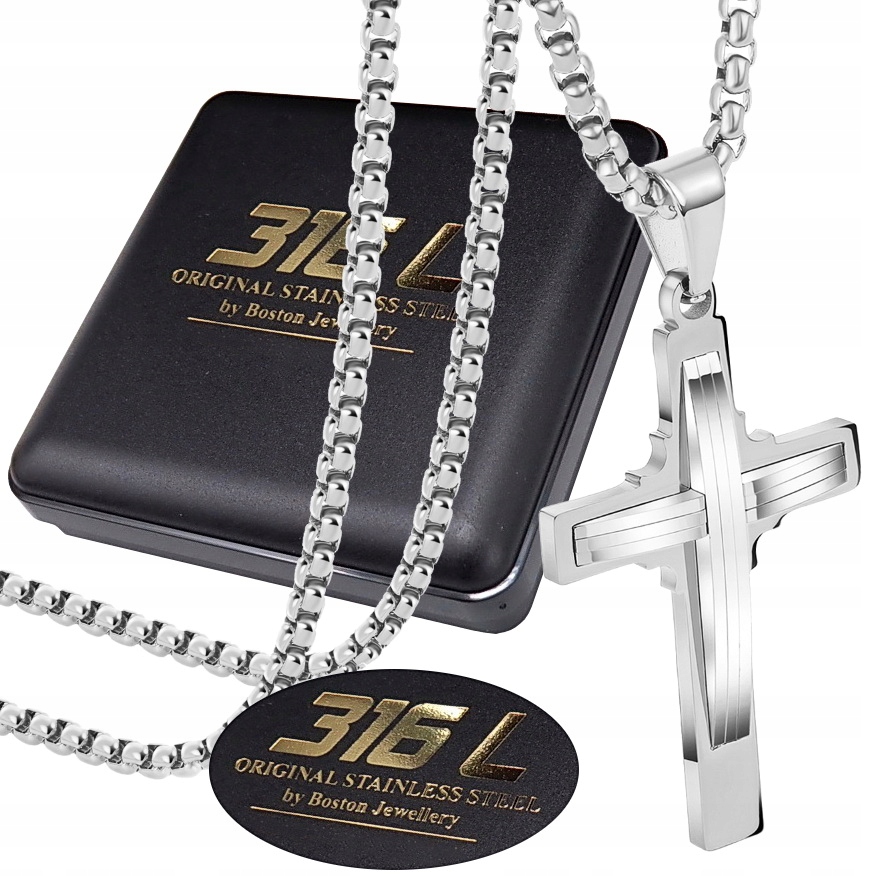 Stříbrný Řetízek S Křížkem Ocel Chirurgický 316L 60 cm Originál