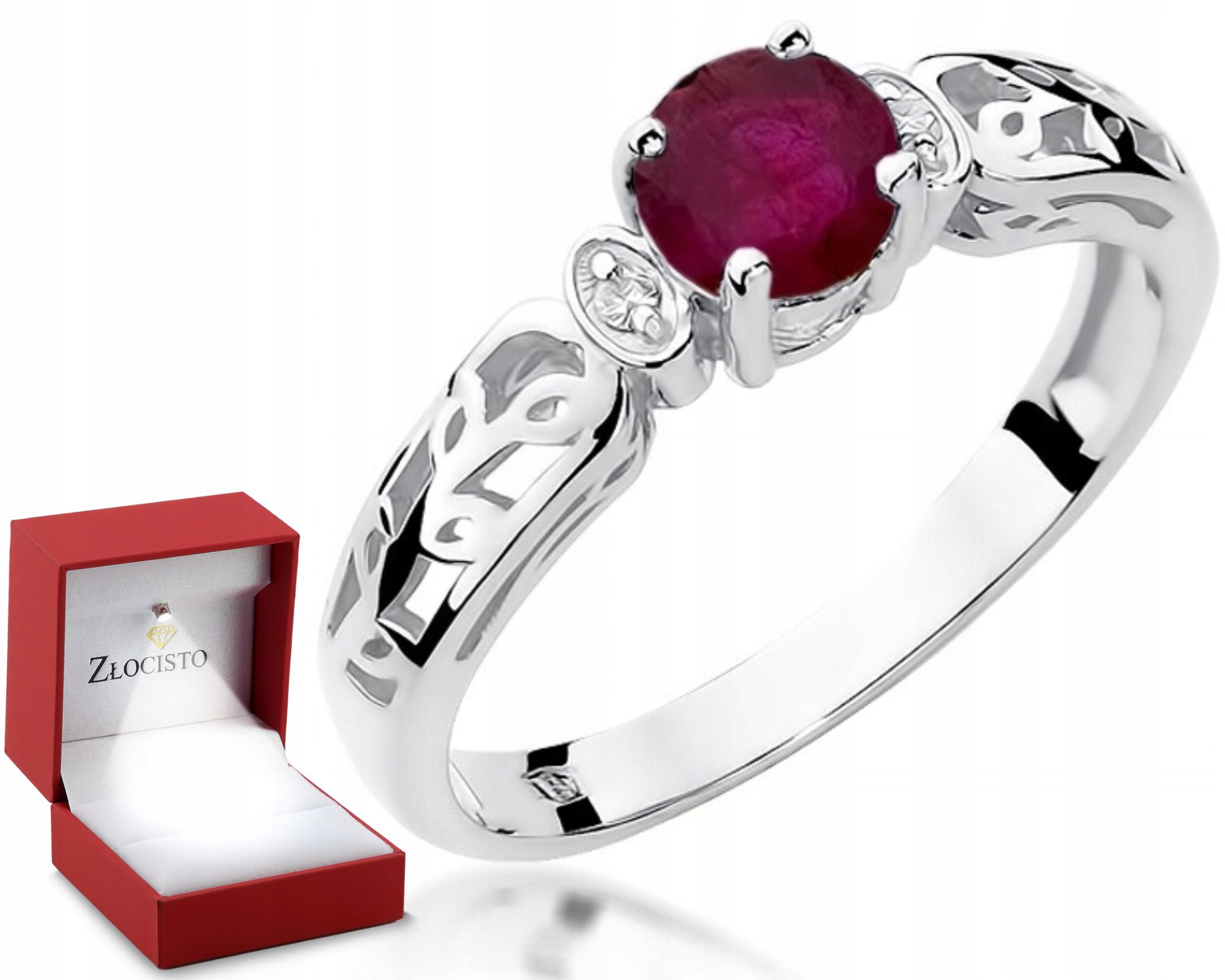Prstýnek s rubínem a brilianty 585 Gravírování