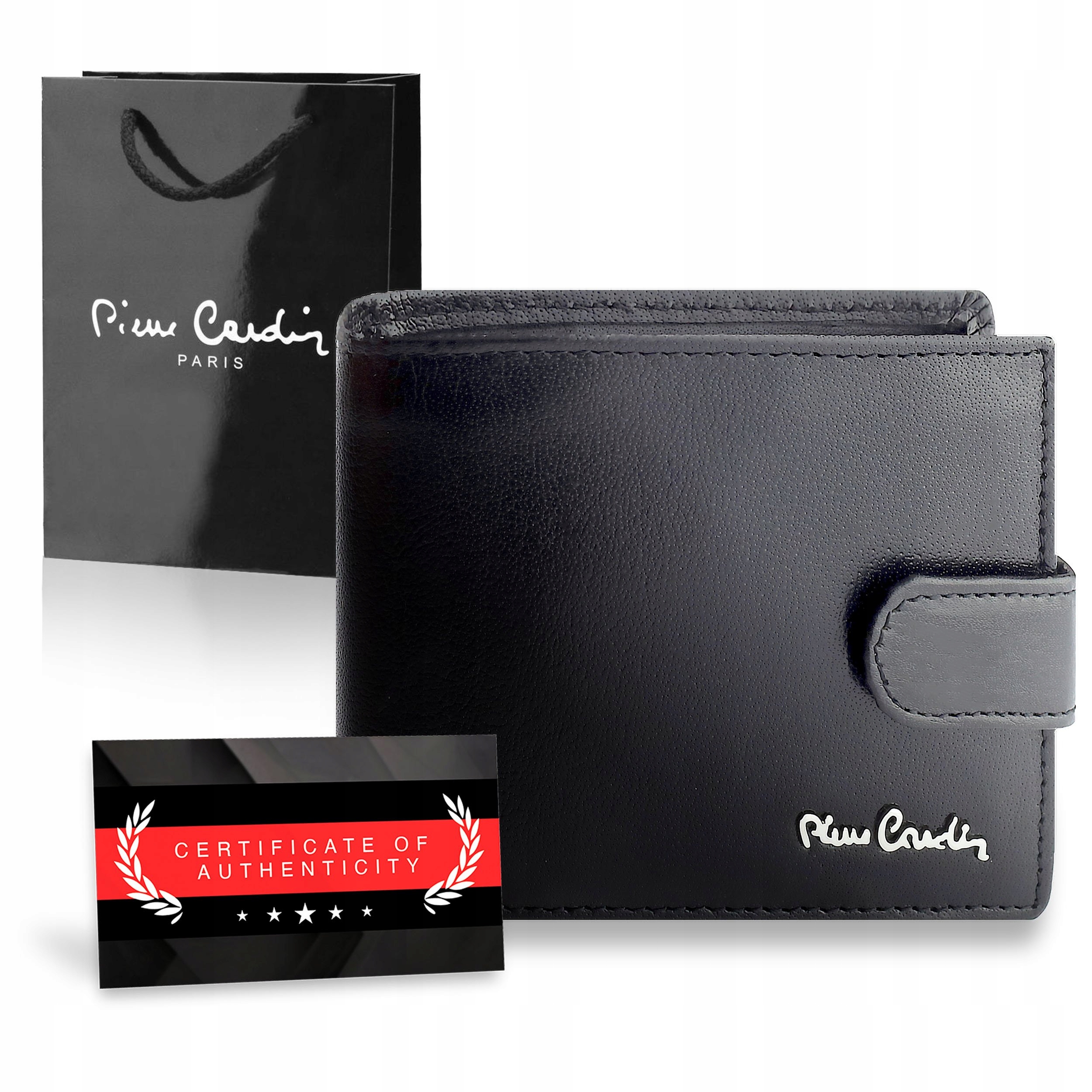 Pánská peněženka Pierre Cardin černá kožená horizontální Rfid kabelka Certifikát