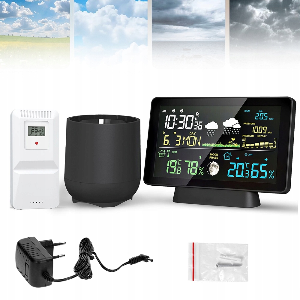 Bezdrátová meteorologická stanice 7,5" Barometr Dešťoměr