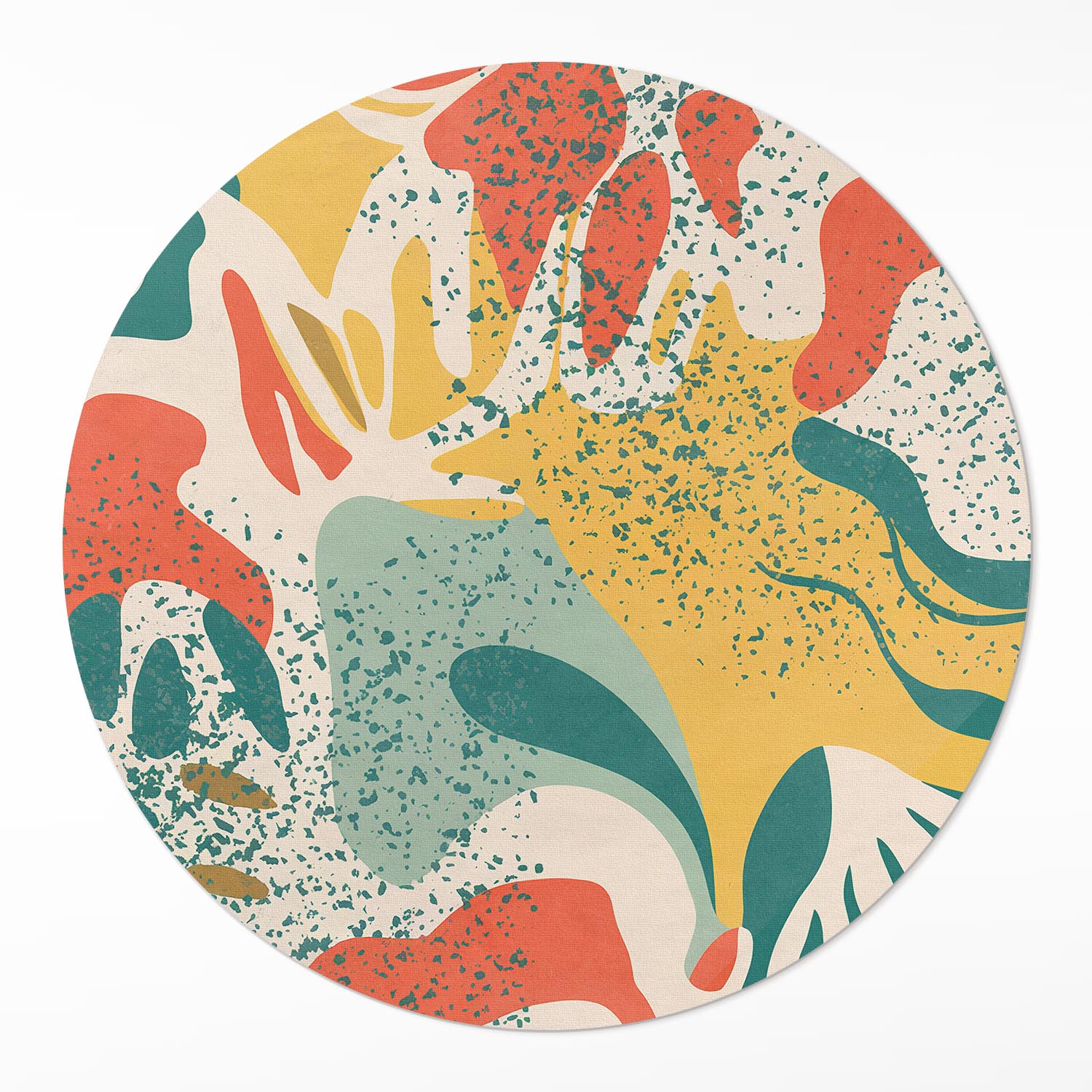 Vinylový Kulatý Koberec Retro barevné nepravidelné skvrny abstrakce ⌀ 80 cm