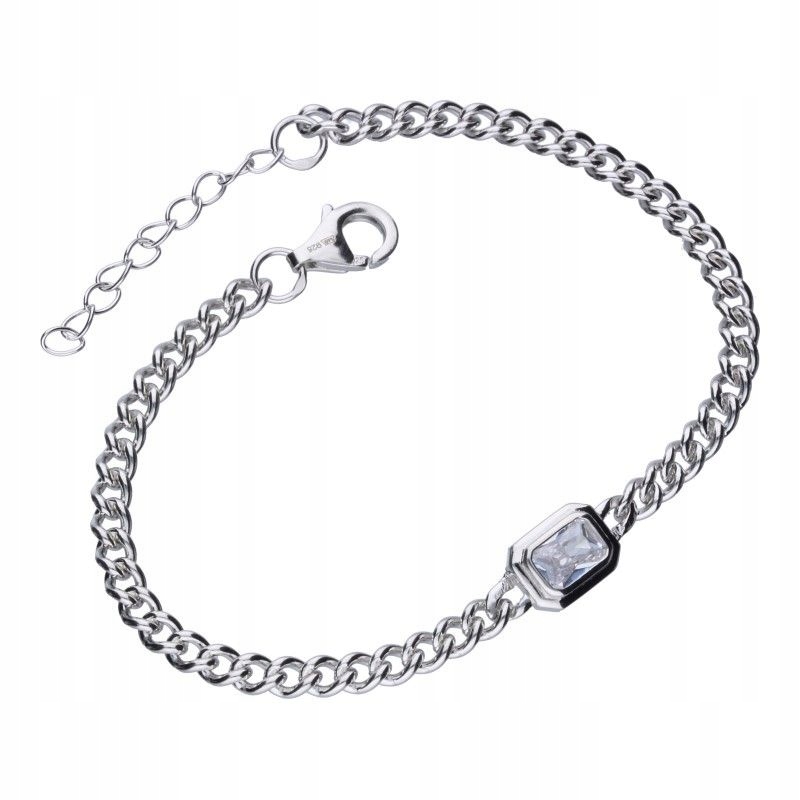 Náramek řetízek stříbrný 925 obdélníkový zirkon 6.06 g jako dárek