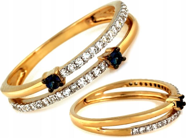 Prstýnek 585 se safíry a brilianty r14 dárek 14k