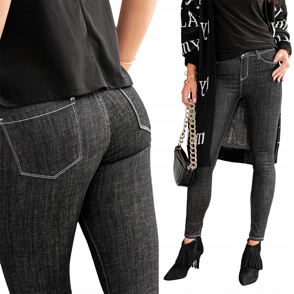 

Spodnie damskie jeansowe rurki 092PLR czarne Xs