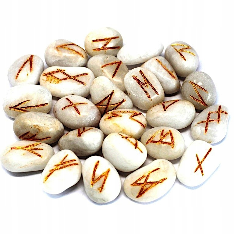 Runová abeceda na kamenech Achát Bílé runy