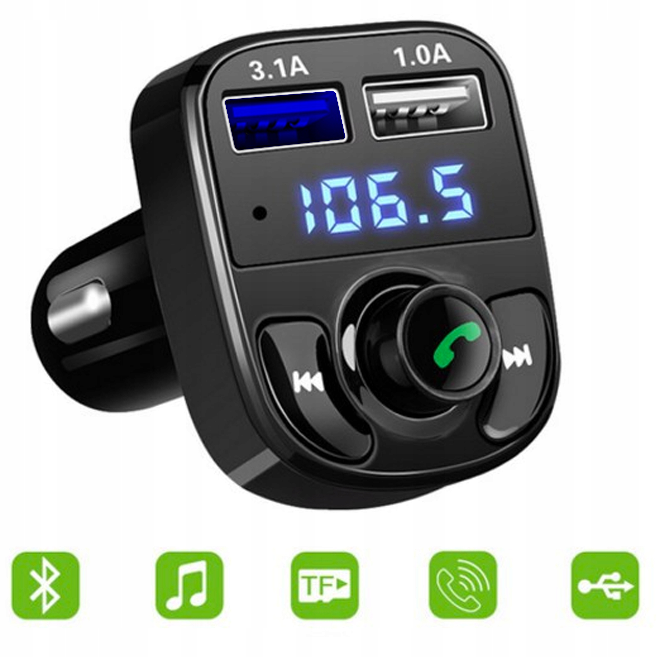 TRANSMITER BLUETOOTH FM MP3 SD ŁADOWARKA 2xUSB Marka TX1