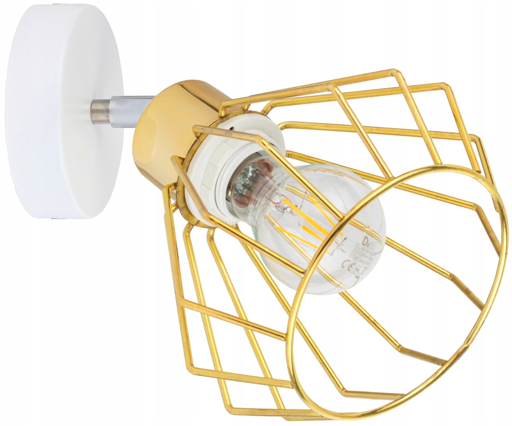 

Lampa Ścienna Kinkiet Loft Brylant Biały Złoty