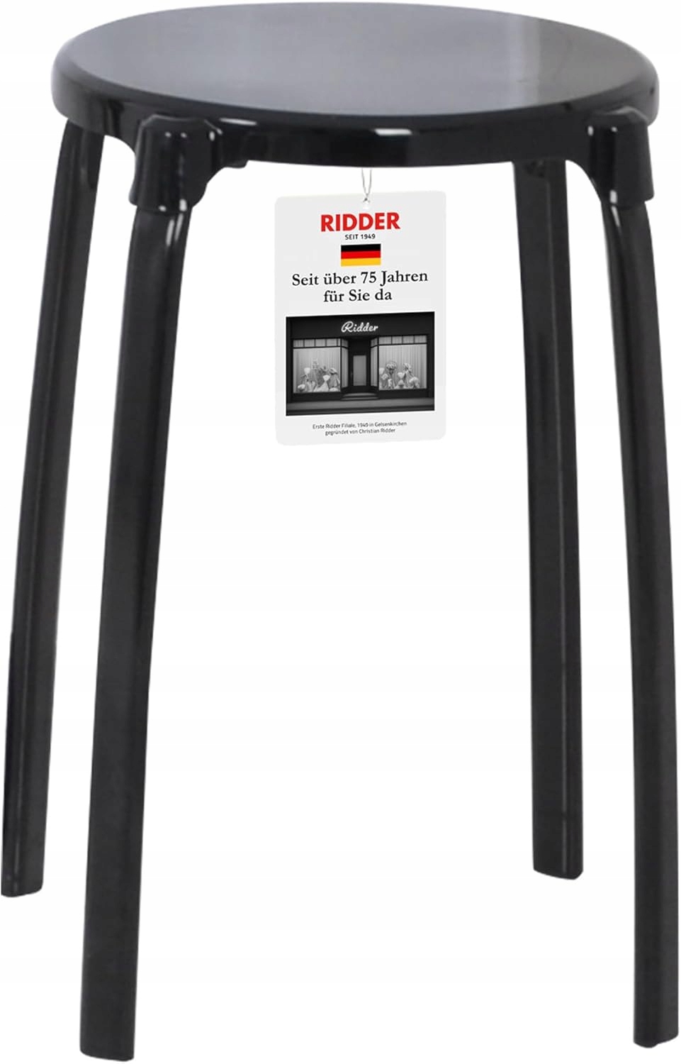 Taboret łazienkowy czarny antypoślizgowy siedzisko pod prysznic Ridder Max