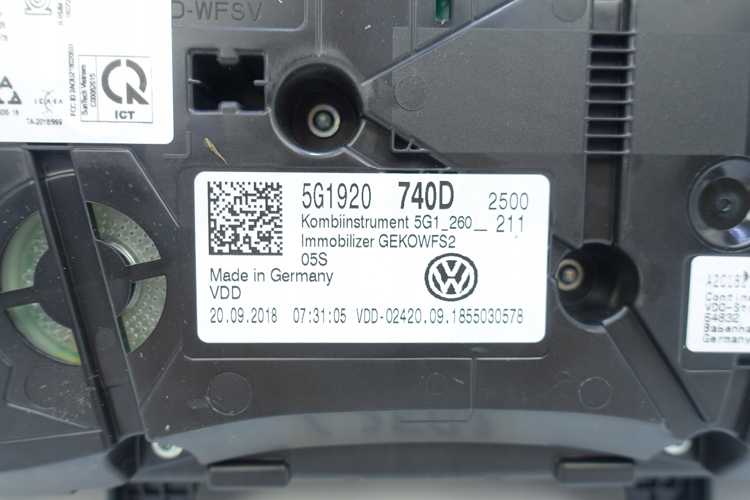 dials dials VW GOLF VII 7 5G 43284KM 5G1920740D