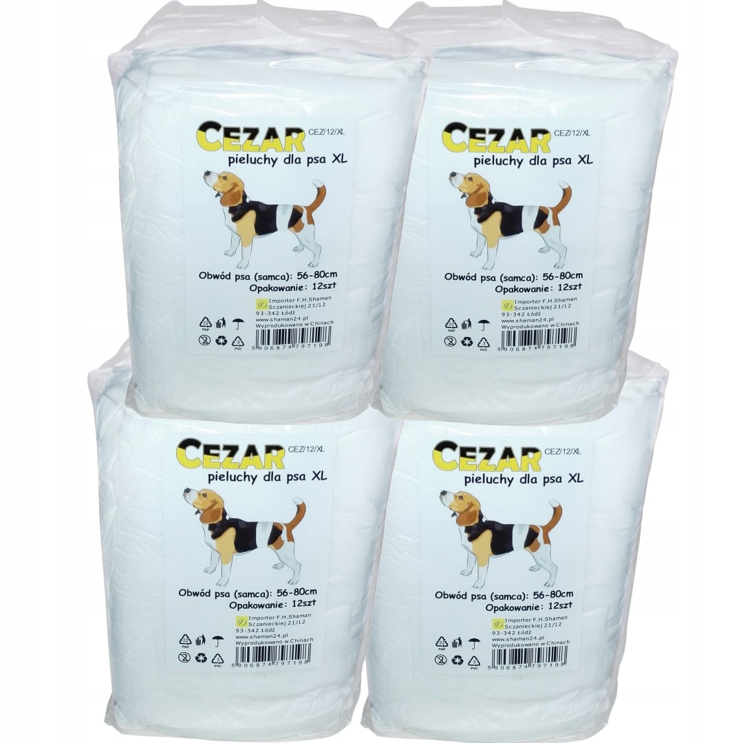 

Cezar Pieluchy pampersy dla psa samca 48 XL 56-80