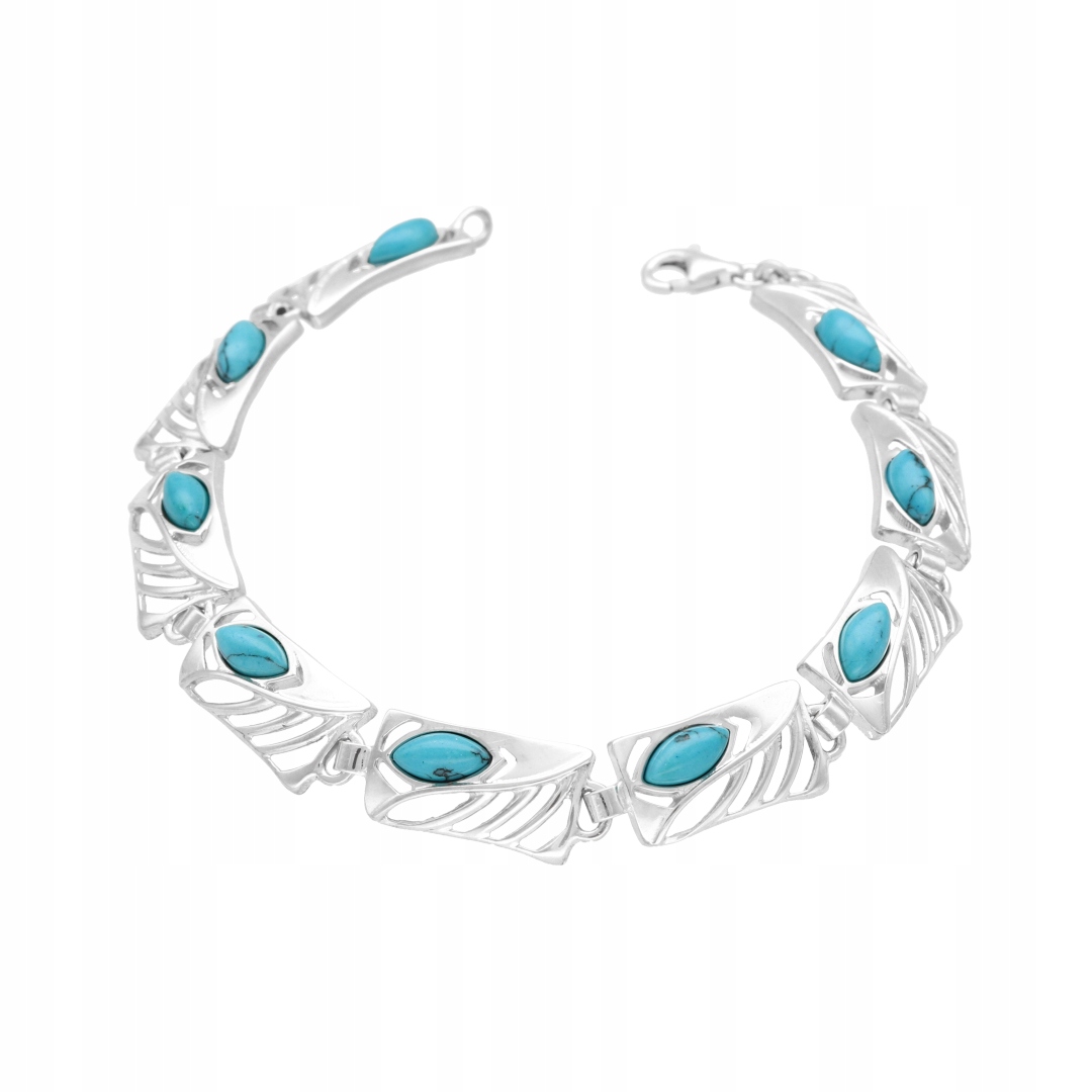 Náramek s tyrkysovými obdélníky stříbro
