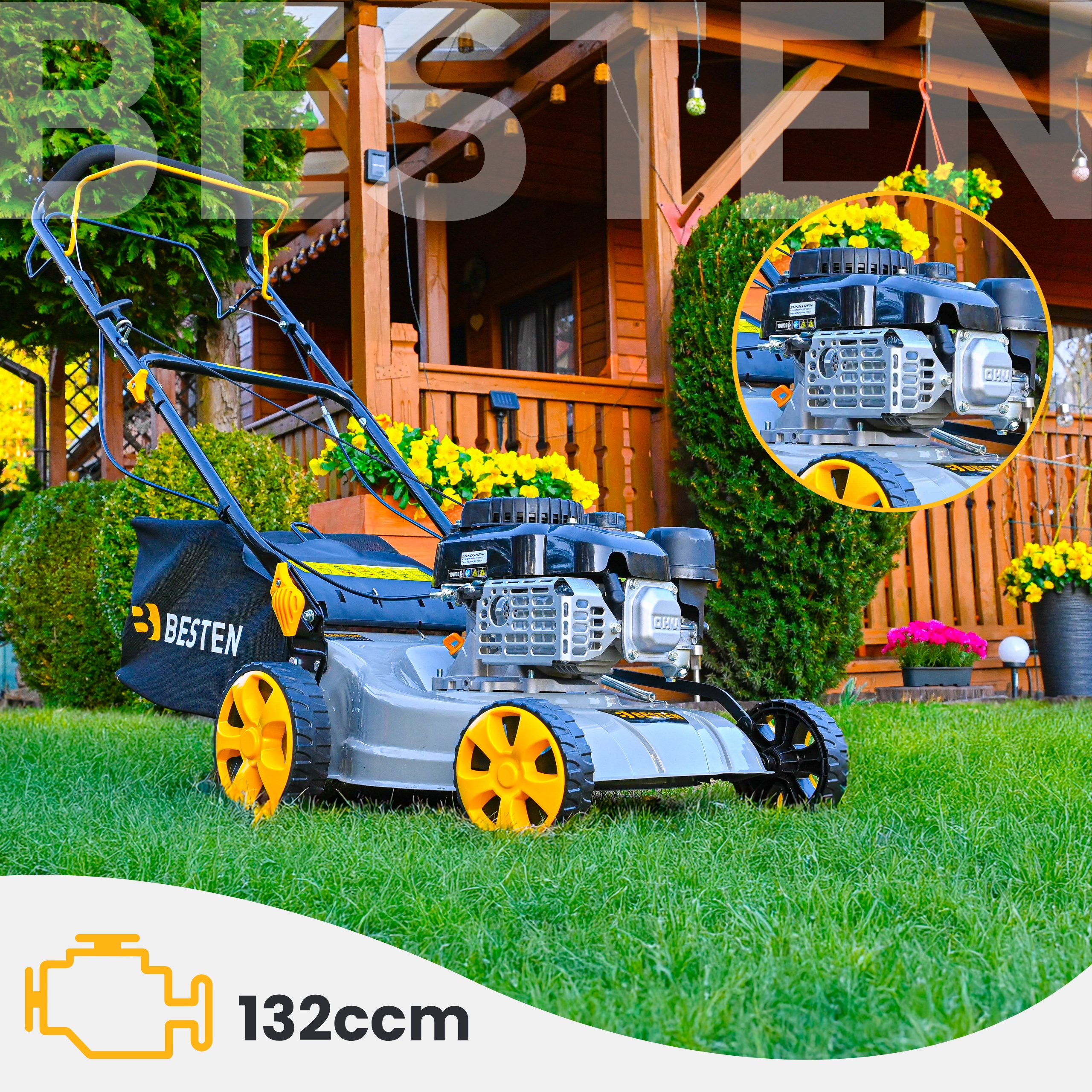 KOSIARKA SPALINOWA DO TRAWY Z NAPĘDEM MOCNA KOSZ 40L POJEMNOŚĆ 132CC Kod producenta BE0002863