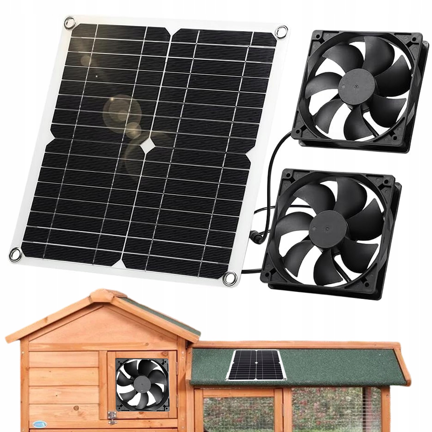 Solární Ventilátor, Venkovní Solární Panel, Dvojitý Odtahový Ventilátor