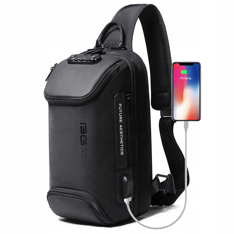 Plecak dwukomorowy na jedno ramię Bange BG-7082 kłódka Usb wodoodporny czar